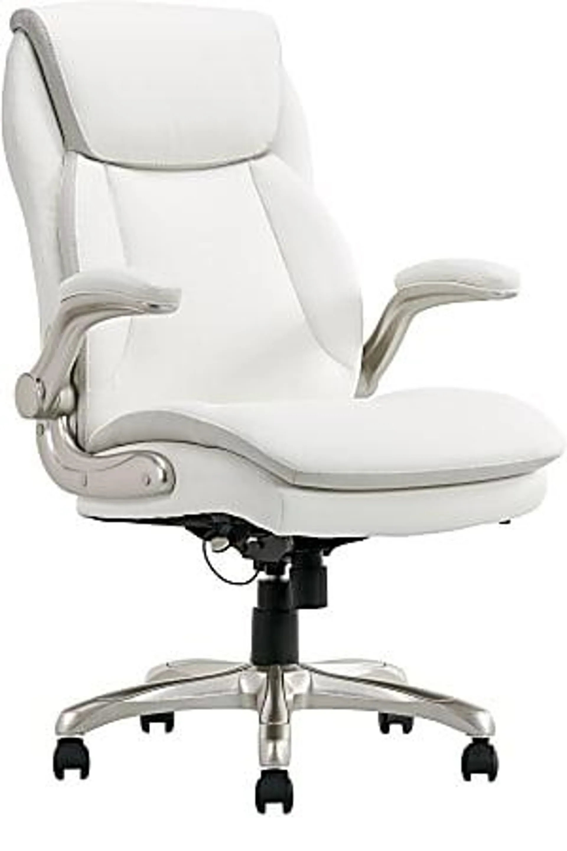 Serta® Smart Layers™ Brinkley Ergonomic Bonded Leather High-Back Executive Office Chair, White/Silver