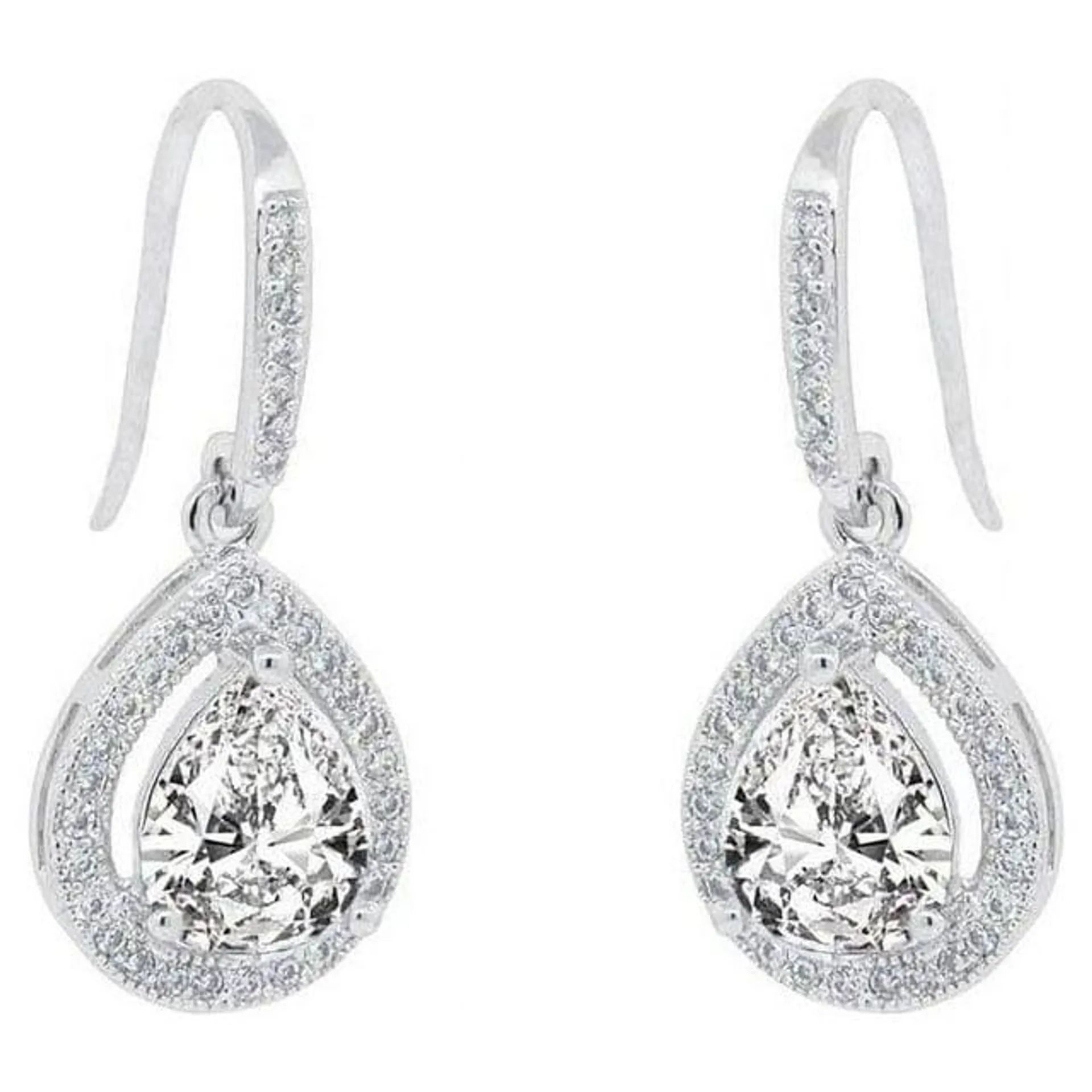 Cate & Chloe Isabel 18k White Gold Plated Silver Crystal Earrings | Women's Drop Dangle Teardrop Earrings