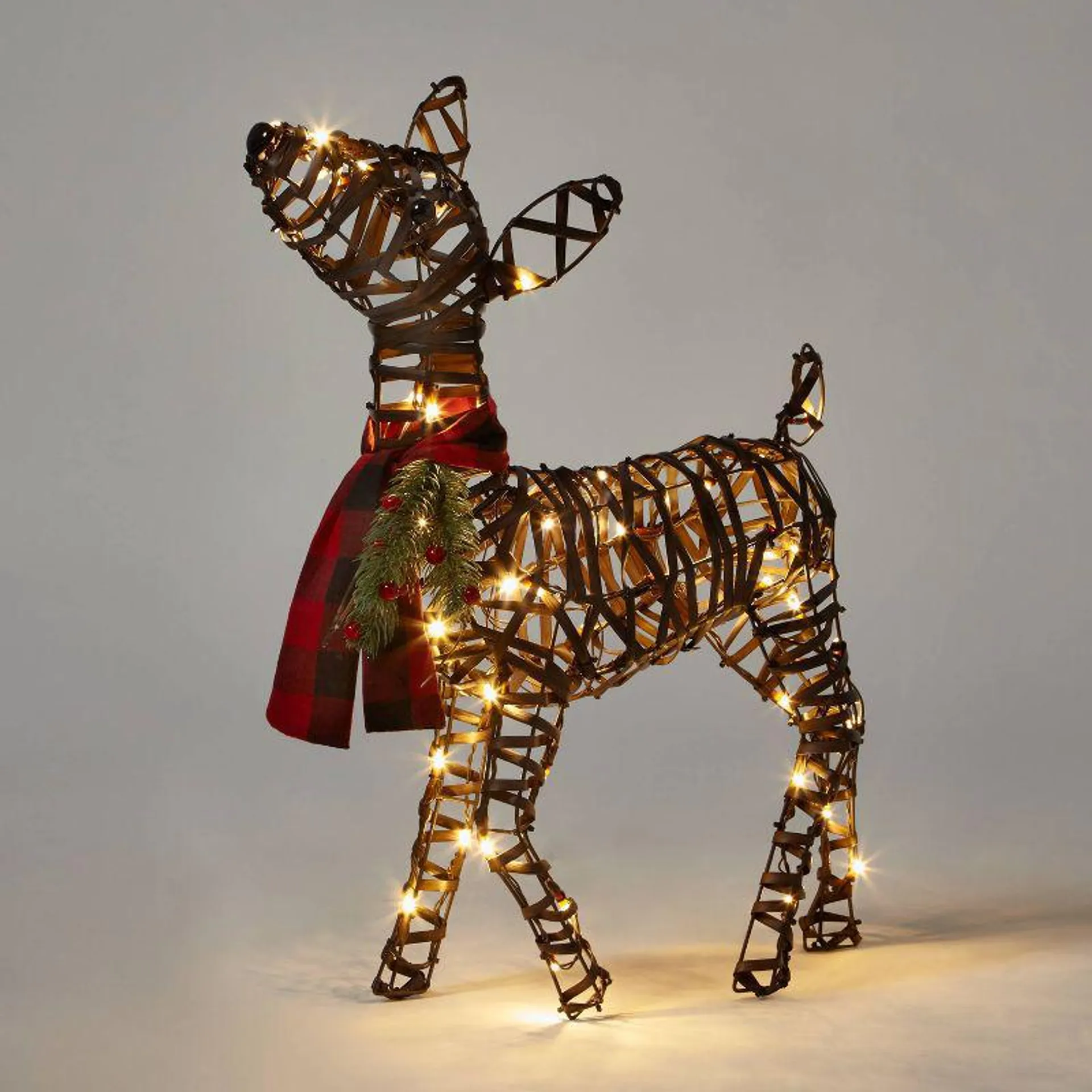 24" Faux Rattan Fawn LED Christmas Novelty Sculpture Light - Wondershop™