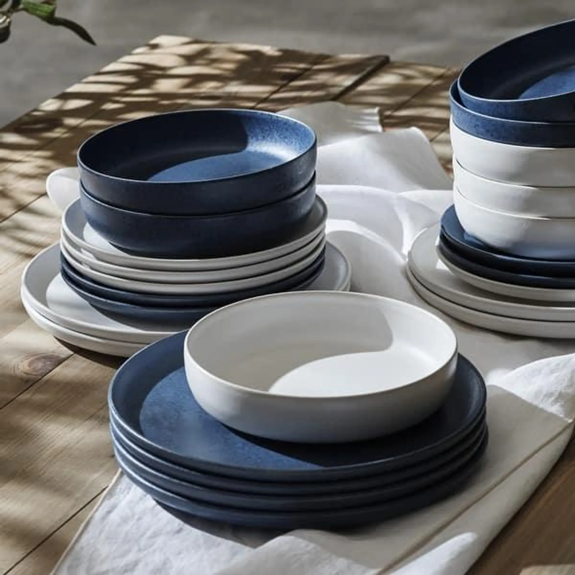 Porto by Stone Lain Macchio Stoneware Dinnerware Set, Crafted in Portugal, Scratch-Resistant