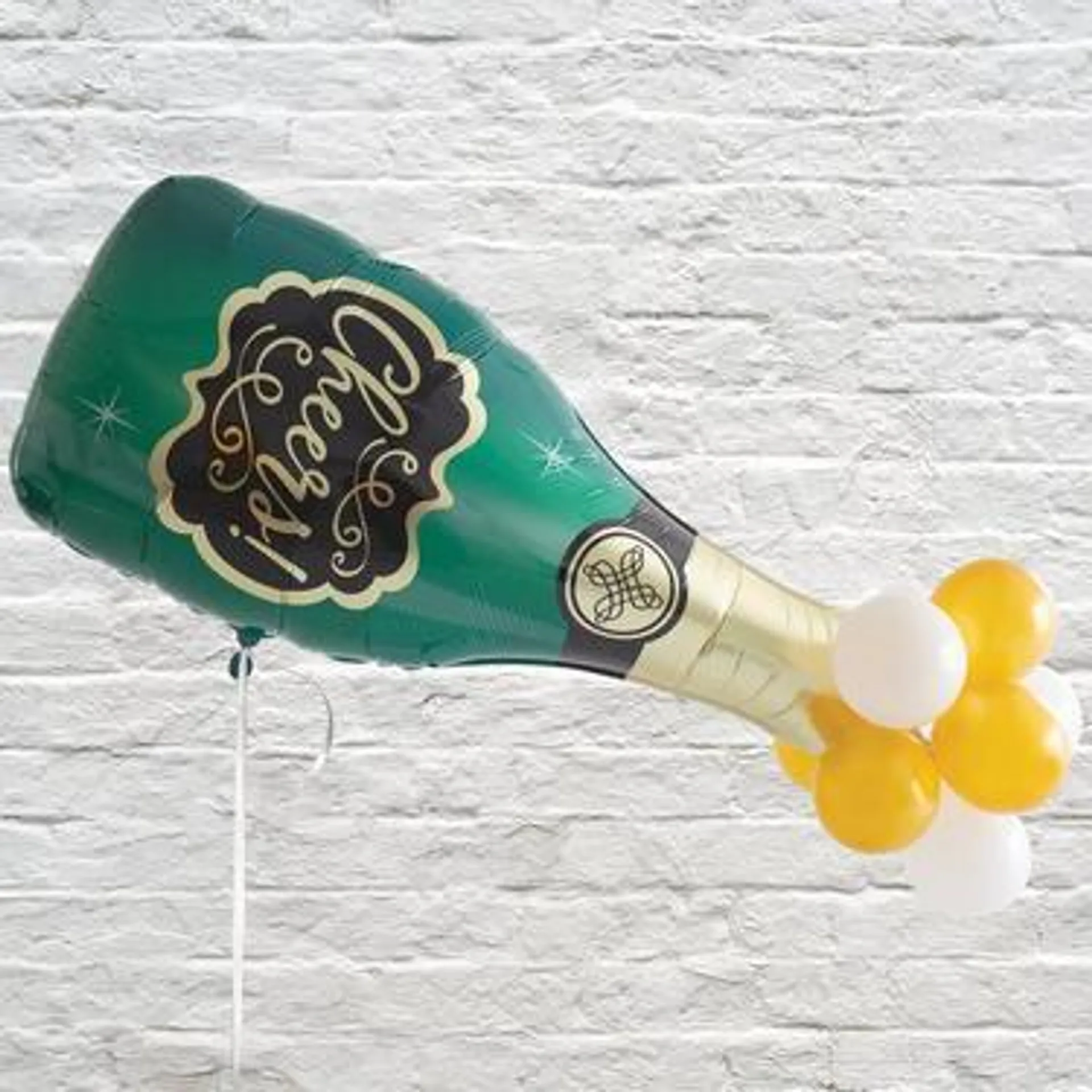 Cheers Champagne Bottle Foil Balloon, 16in x 47.5in, with Latex Balloons