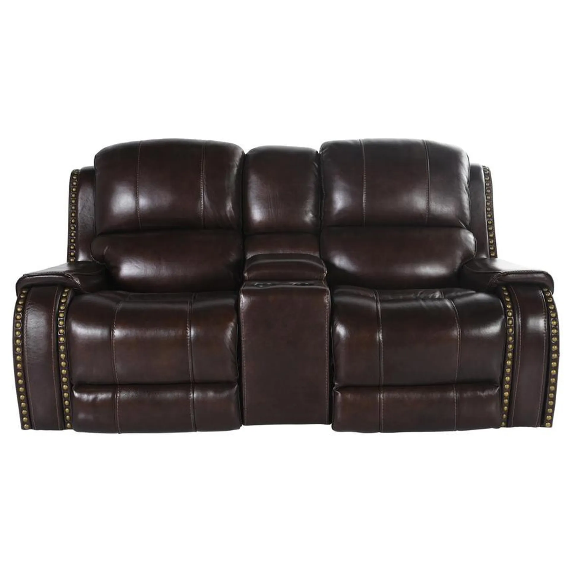 Durham Leather Power Reclining Sofa w/Console