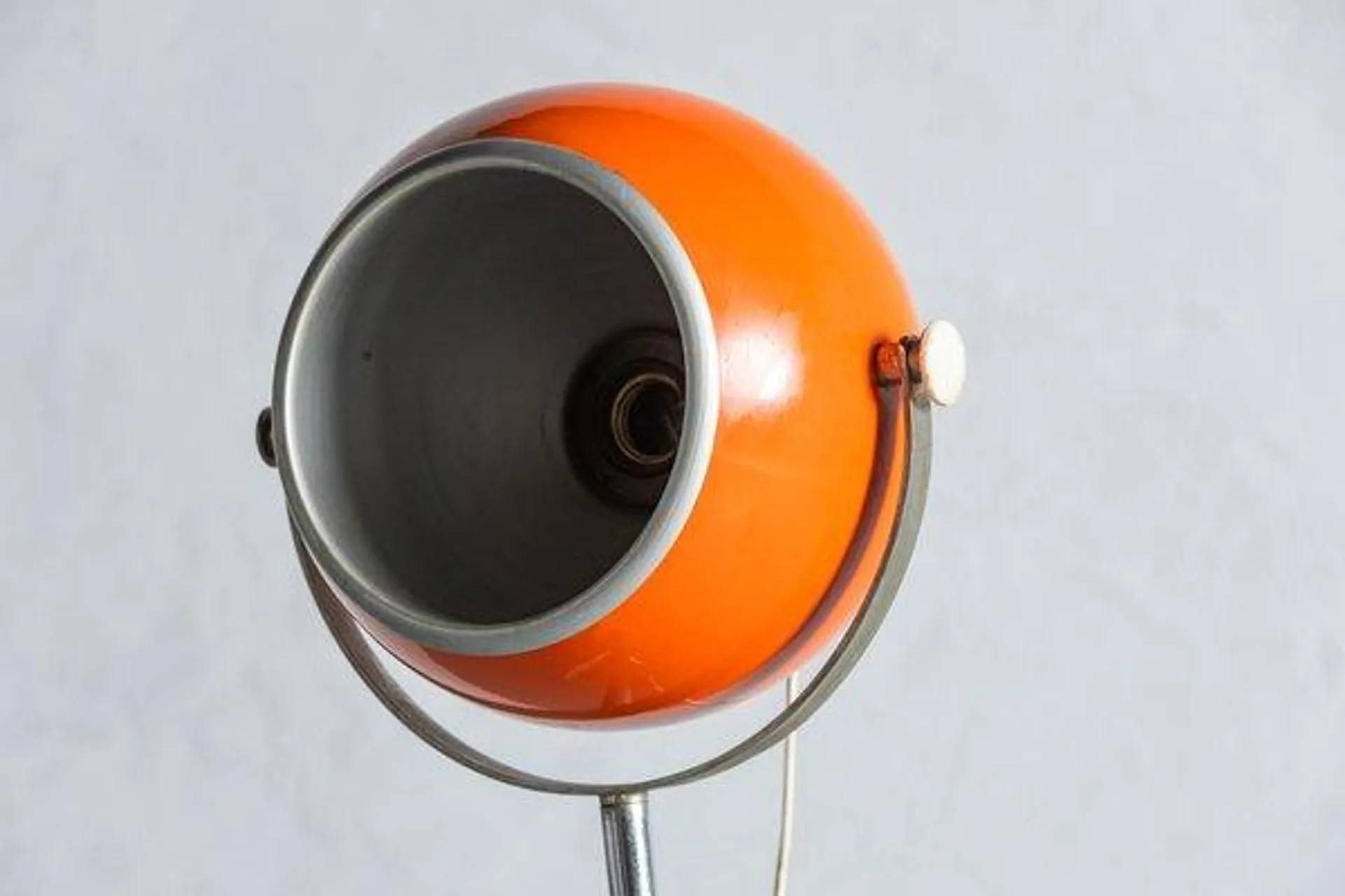 Vintage Marble Base and Orange Bulb Floor Lamp, Italy, 1970s