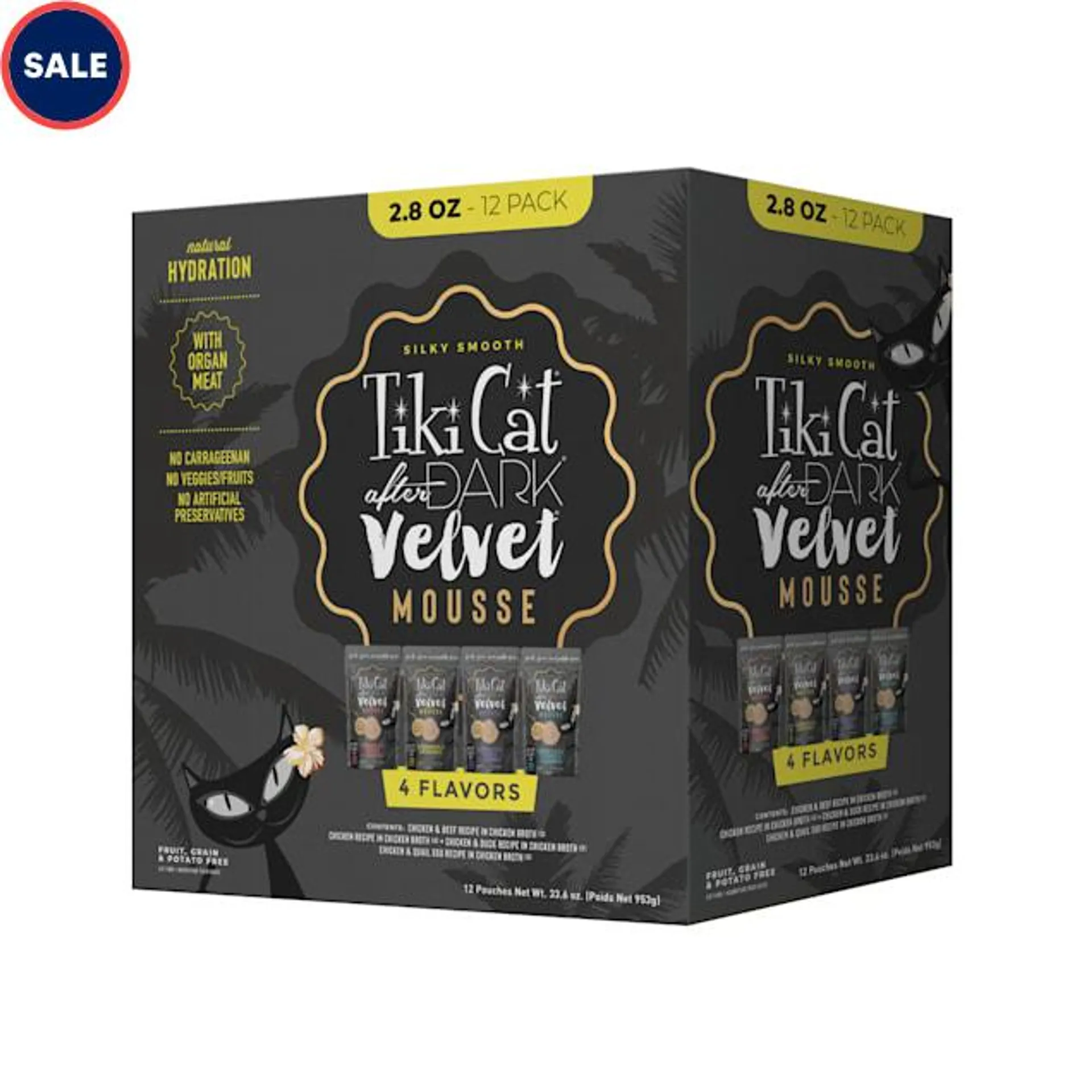 Tiki Cat After Dark Velvet Mousse Variety Pack Wet Cat Food, 2.8 oz., Count of 12