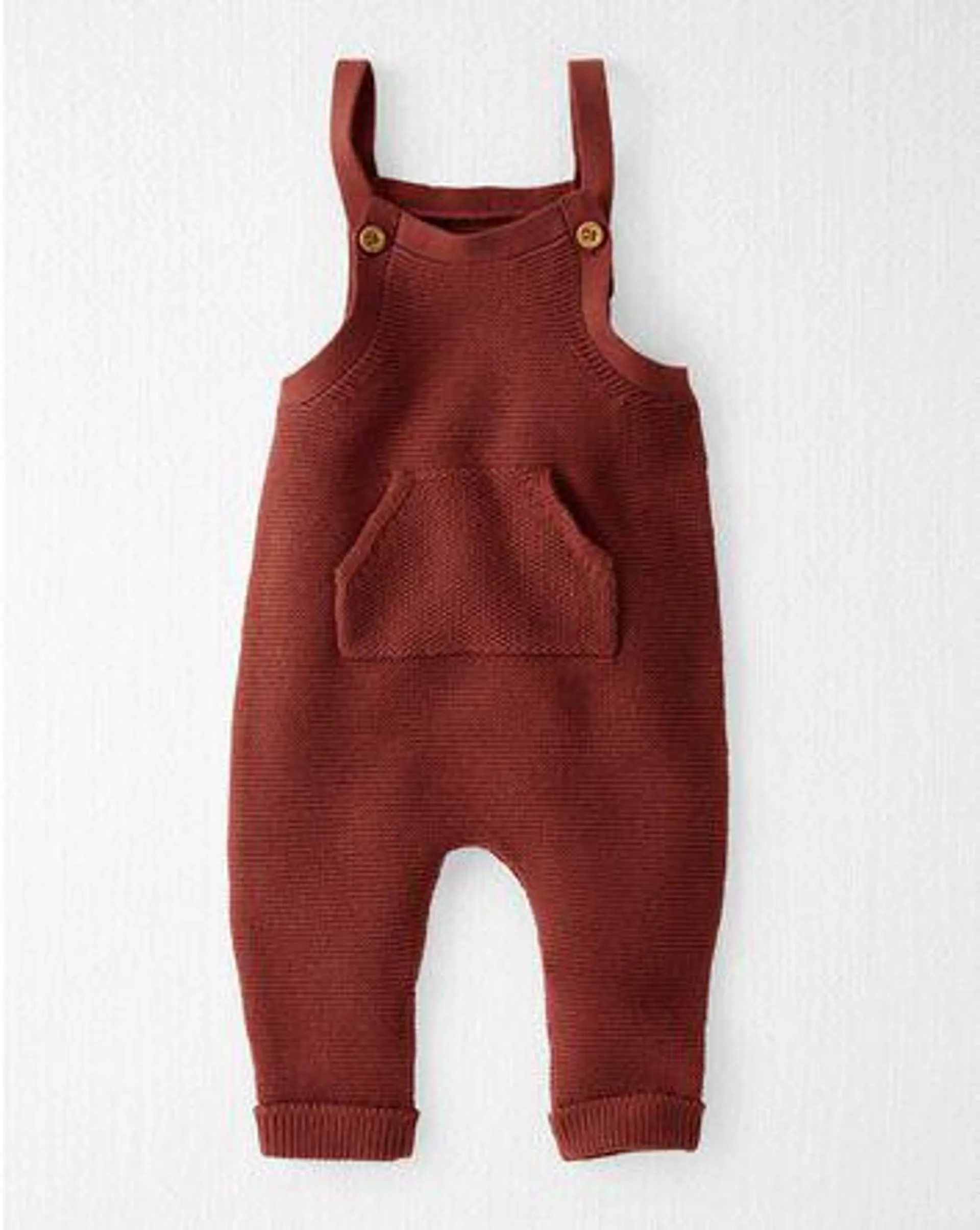Baby Organic Sweater Knit Overalls in Copper