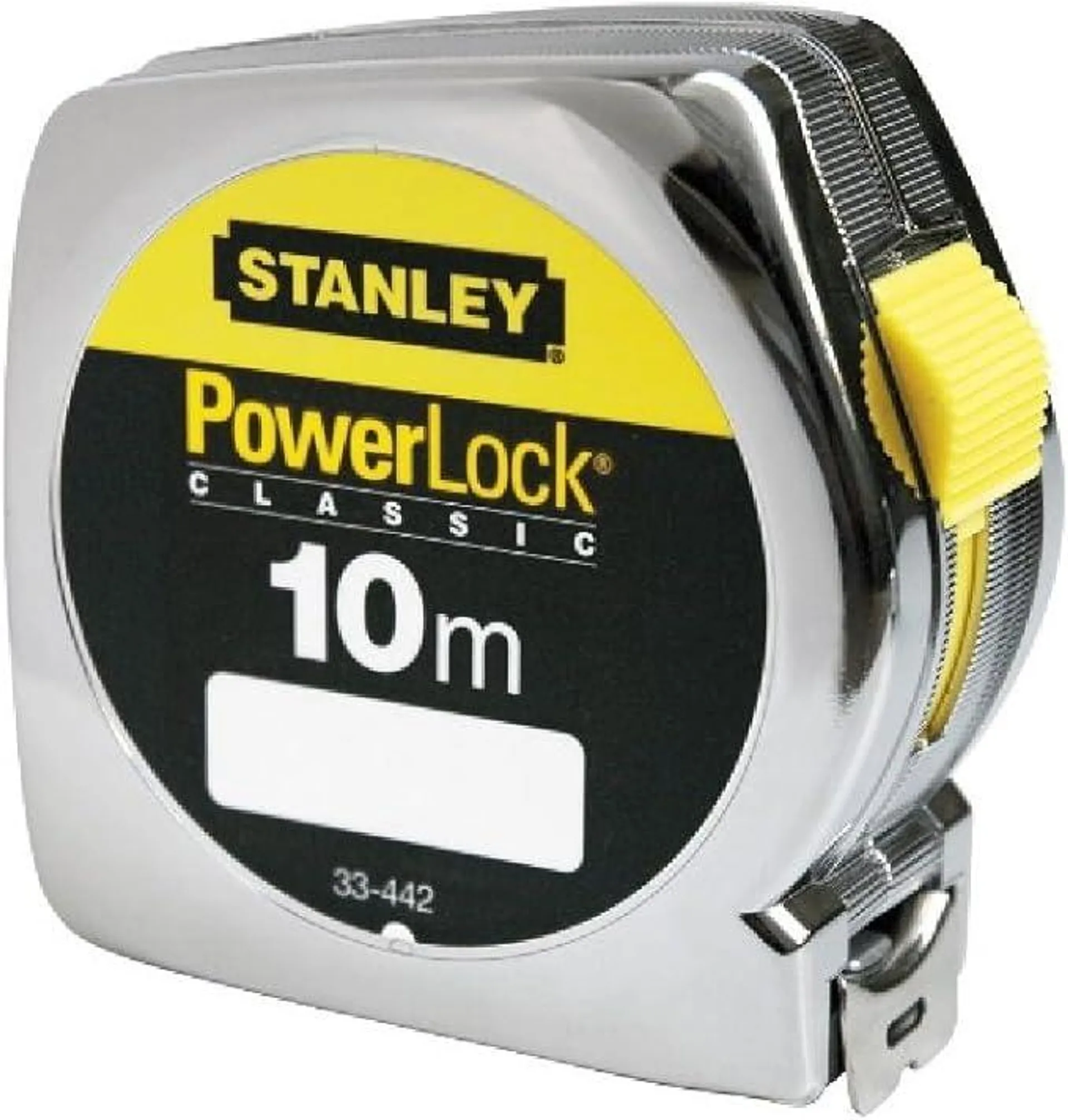 Stanley 1-33-442 Power lock Tape Measure with end hook without hole, Silver