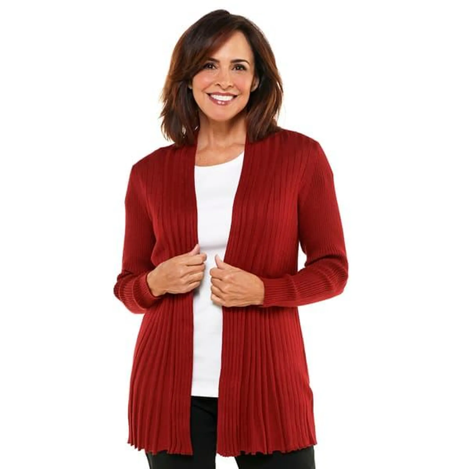 Women Birch Long Sleeve Solid Fine Gauge Rib Cardigan