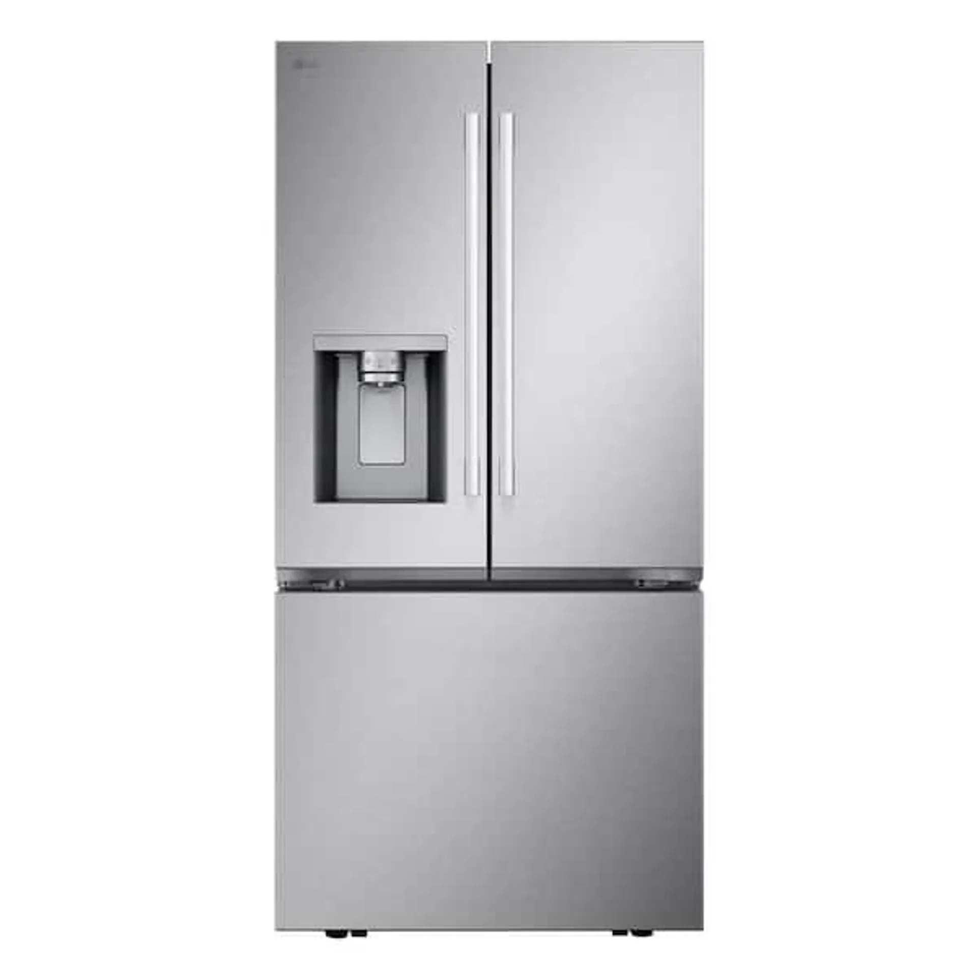 33 in. 25.1 Cu. Ft. Standard Depth French Door Refrigerator in Print Proof Stainless Steel with Filtered Ice and Water