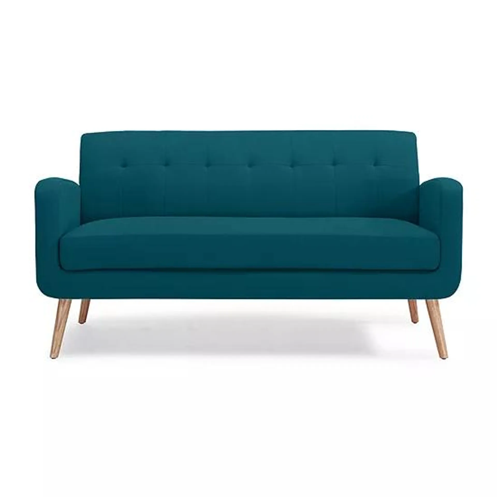 Kingston Mid-Century Modern Sofa in Linen with Legs in a Natural Finish