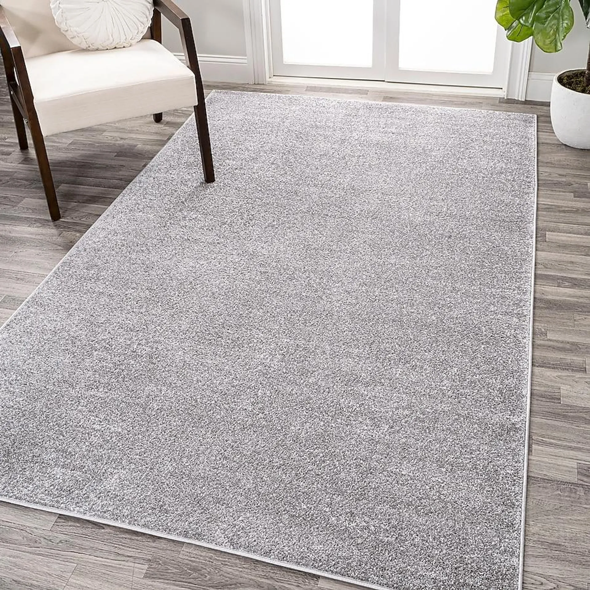 JONATHAN Y SUPERSOFT Haze Solid Low-Pile 8 x 10 (ft) Loomed Polypropylene Gray Rectangular Indoor Solid Mid-Century Modern Area rug