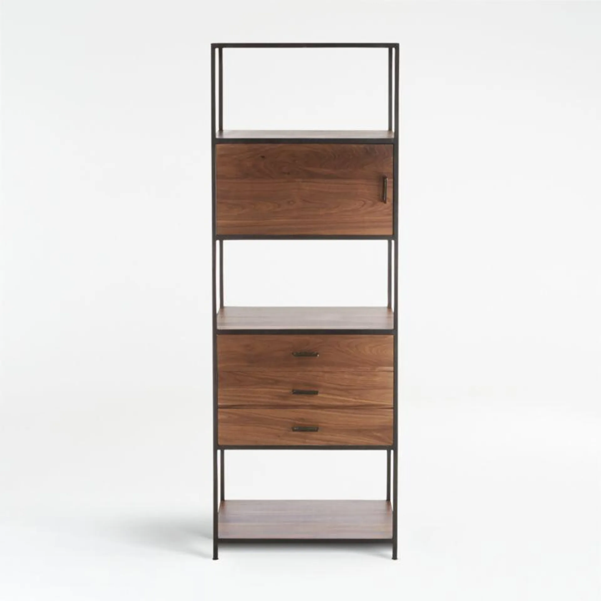 Knox Black Trim and Walnut Tall Storage Bookshelf + Reviews | Crate & Barrel