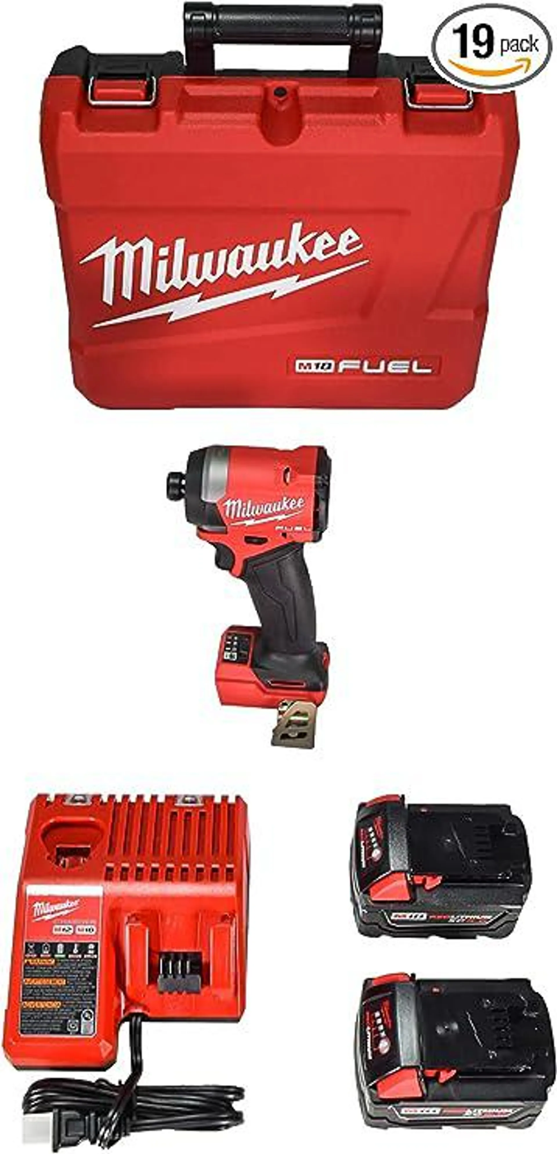 Milwaukee 2953-22 18V Cordless Brushless 1/4" Hex Impact Driver Kit with (2) 5.0Ah Lithium Ion Batteries, Charger & Tool Case