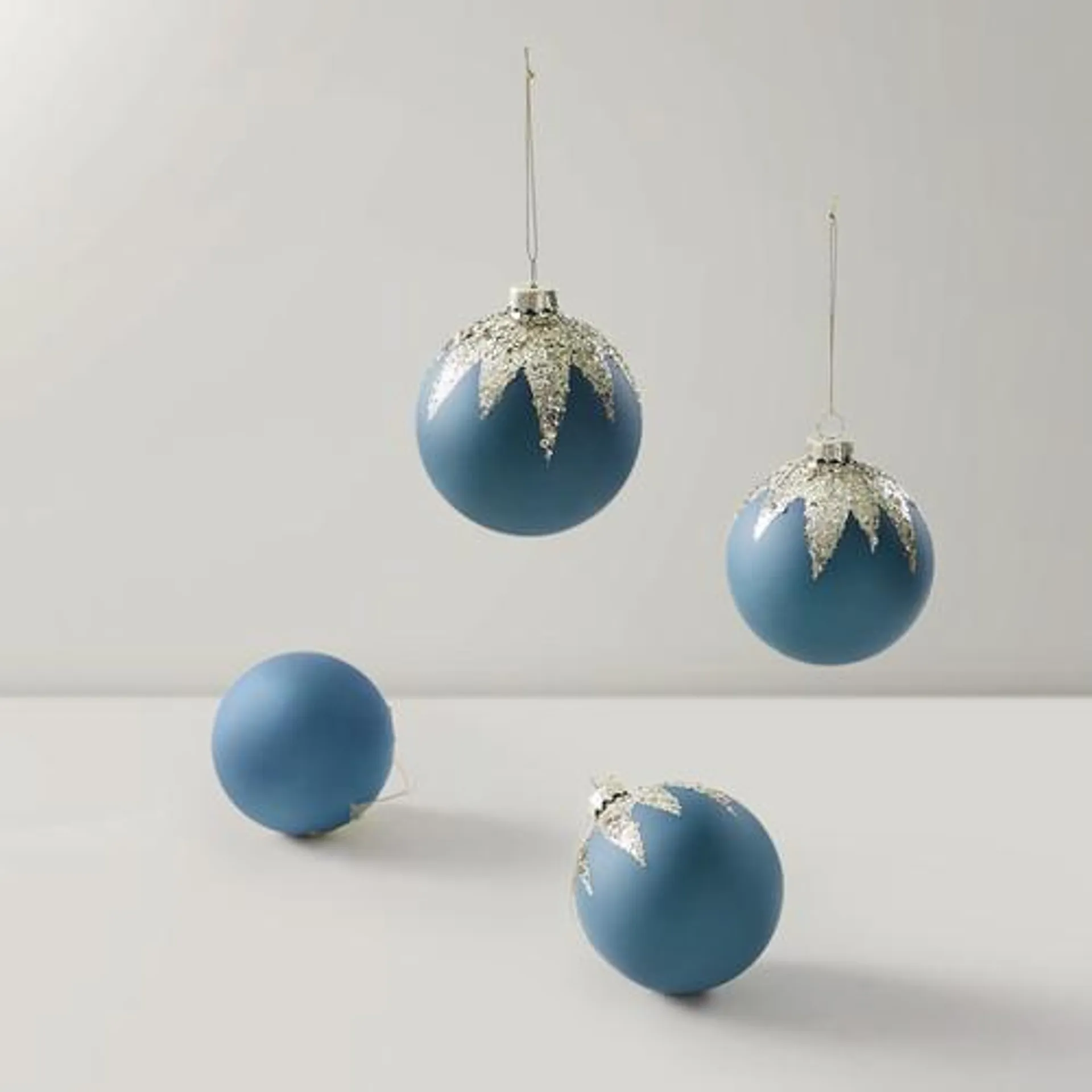 Glittered Starburst Ornament - Set of 4