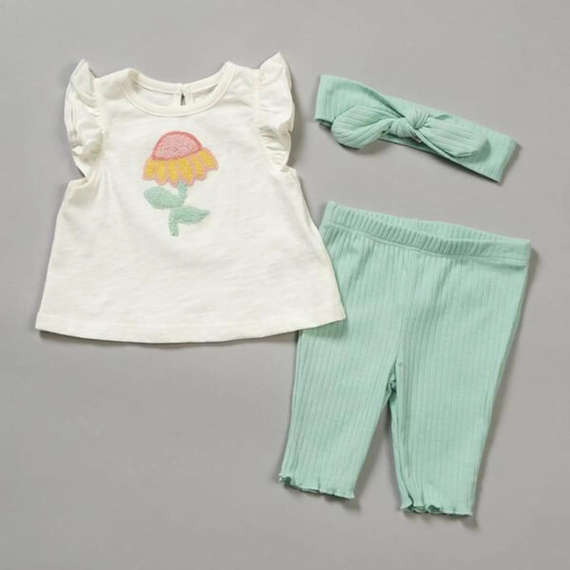 Baby Girl (12-24M) Sterling Baby 3pc. Flower Top & Capris Set