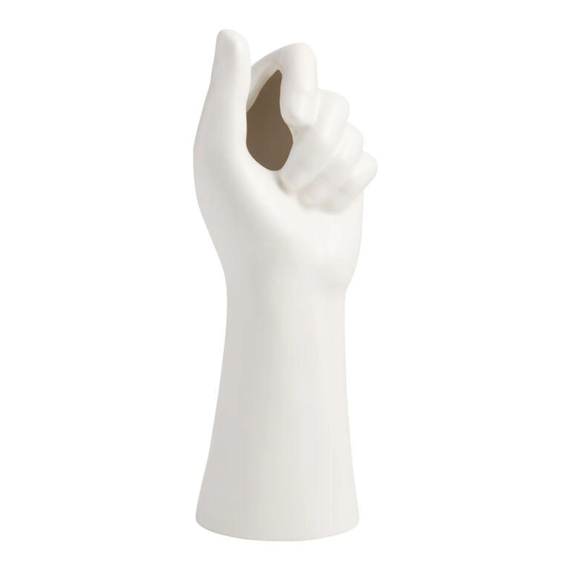 White Ceramic Hand Vase