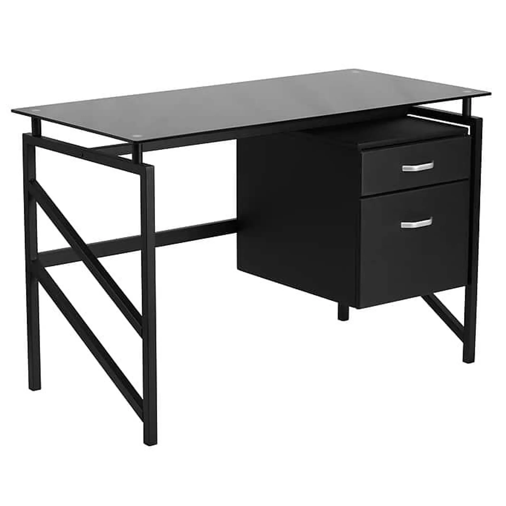 Flash Furniture 46" Glass Glass Computer Desks Black (NANWK036)