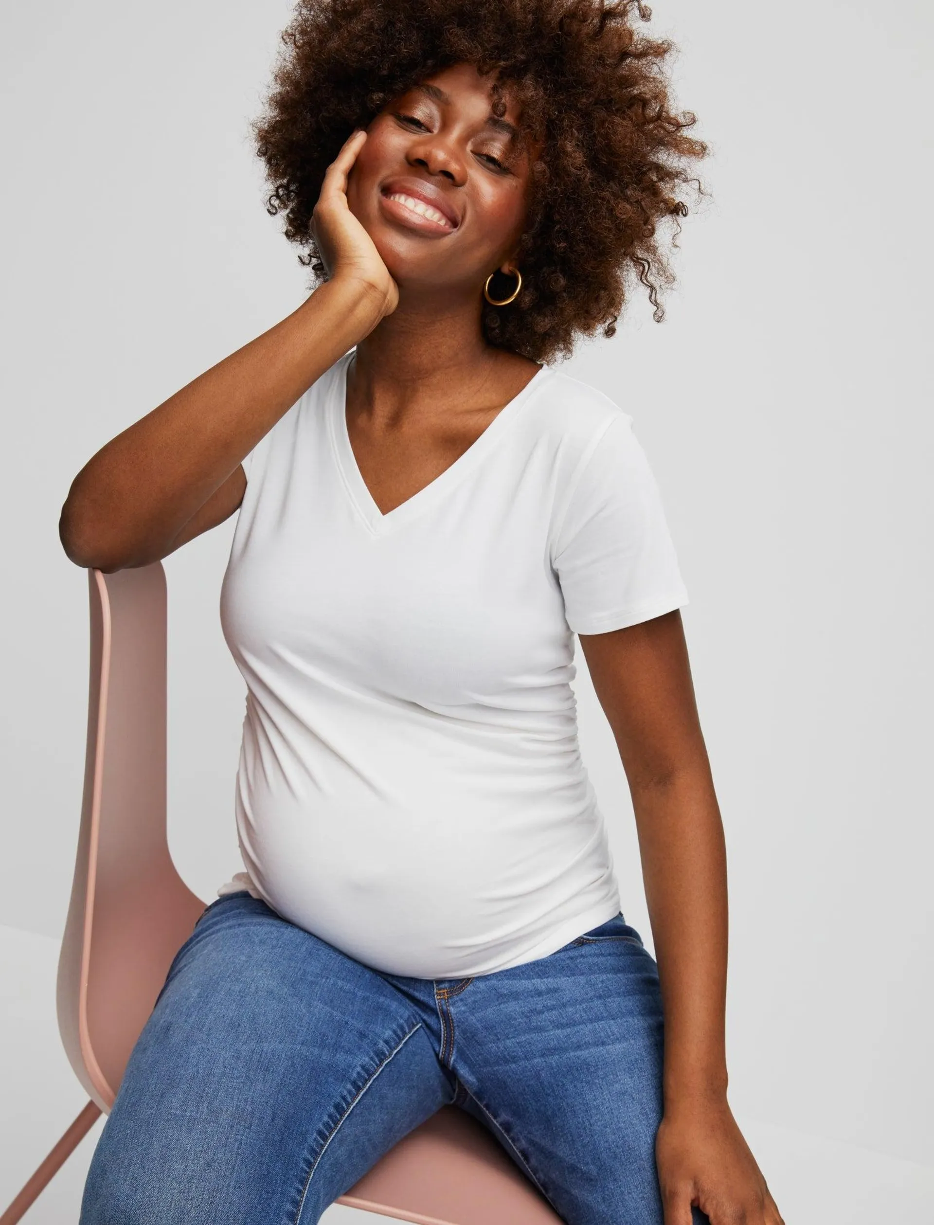 V-Neck Side Ruched Maternity Tee