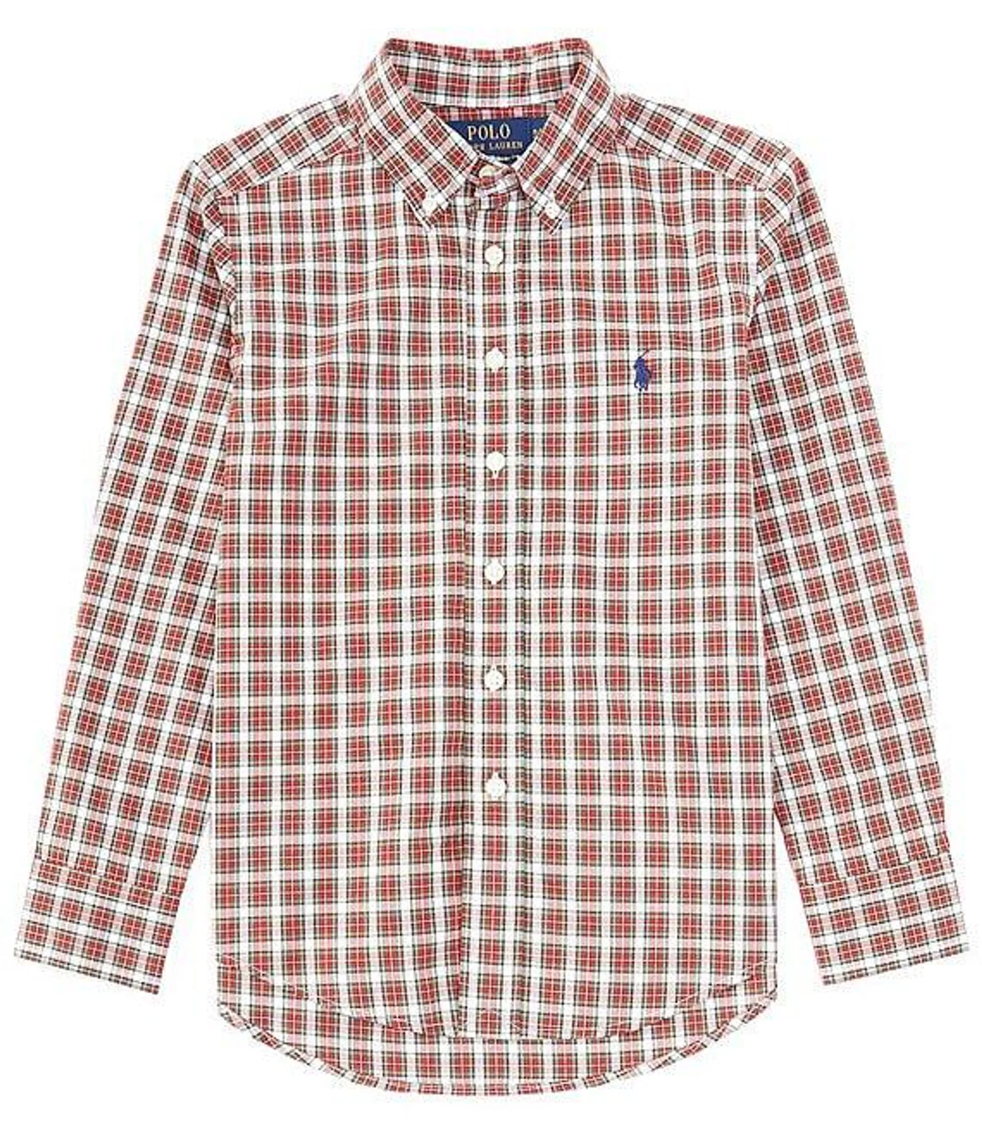 Big Boys 8-20 Long Sleeve Plaid Poplin Shirt