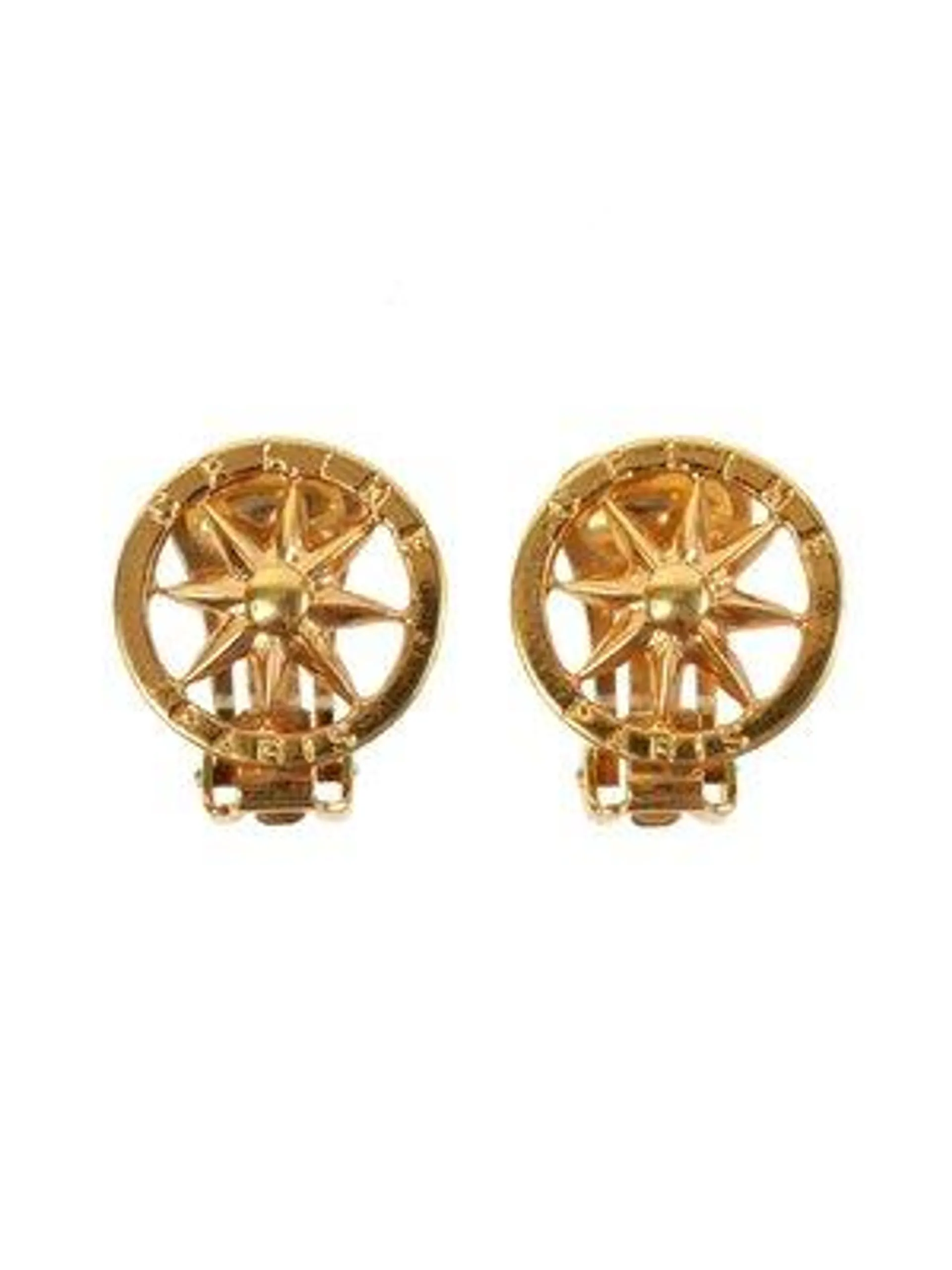 Round Sun Cutout Earrings from Celine, Set of 2