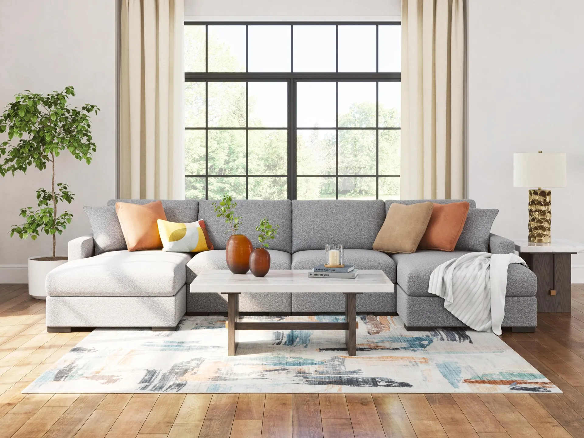 Omaha by Ashley 4-Piece Modular Next-Gen Nuvella™ Performance Fabric Sectional with Double Chaise
