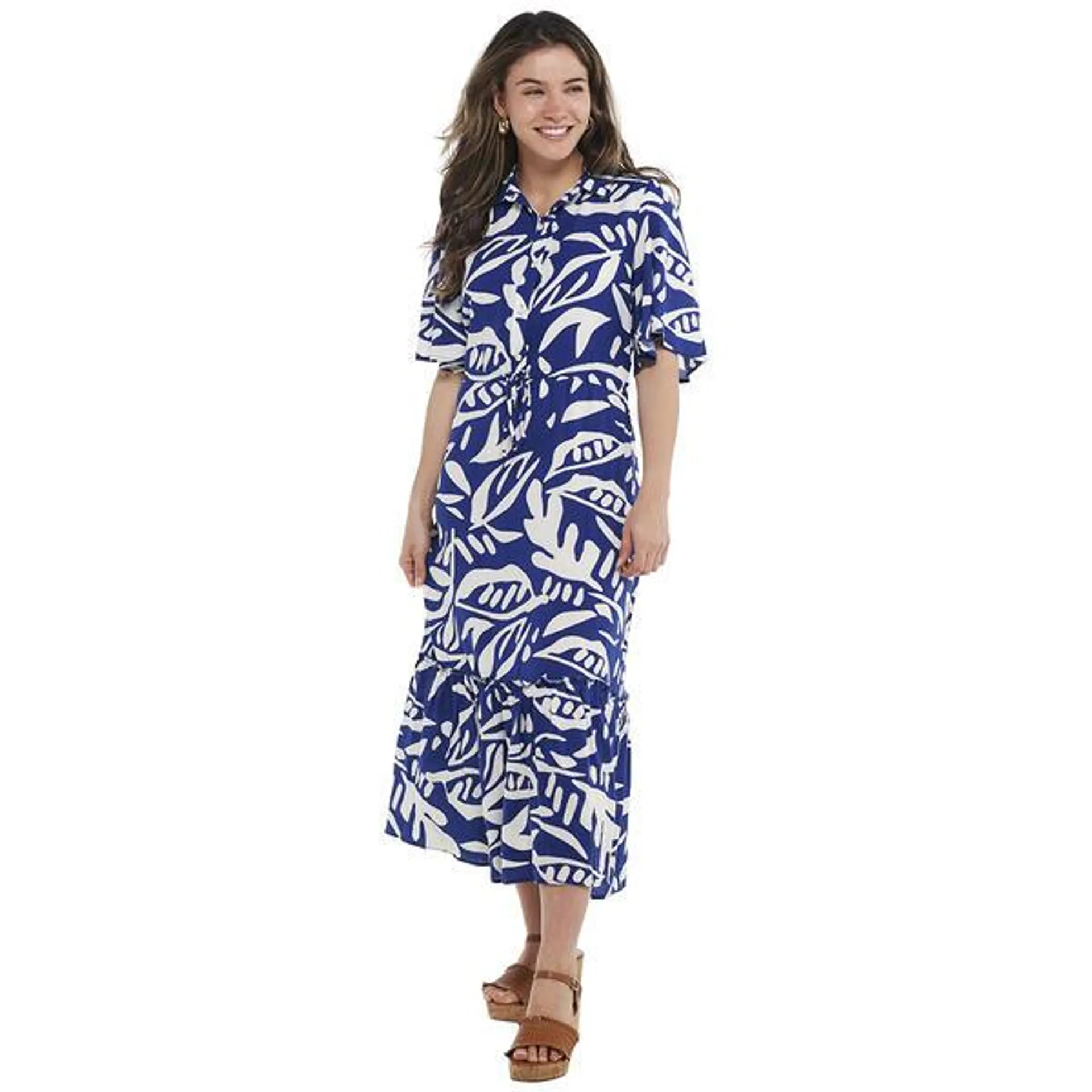 Womens Absolutely Famous Flutter Sleeve Floral Maxi Dress