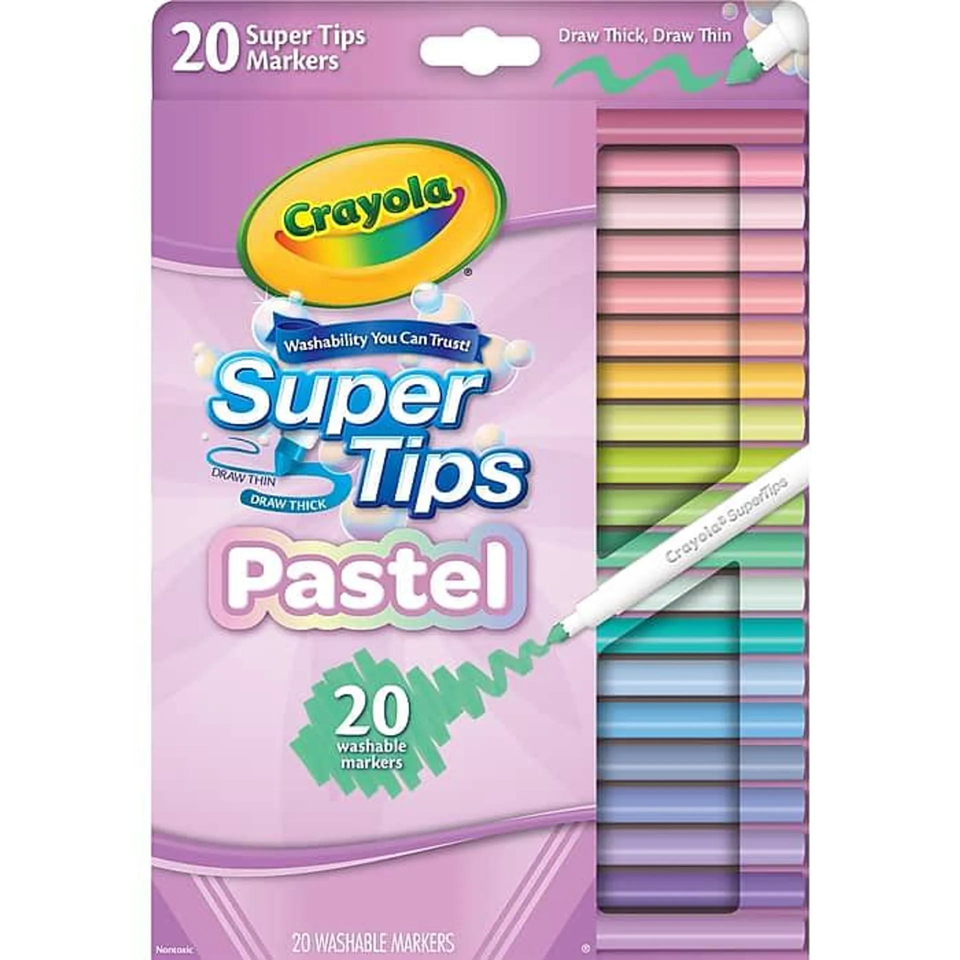 Crayola Super Tips Pastel Washable Kids Markers,