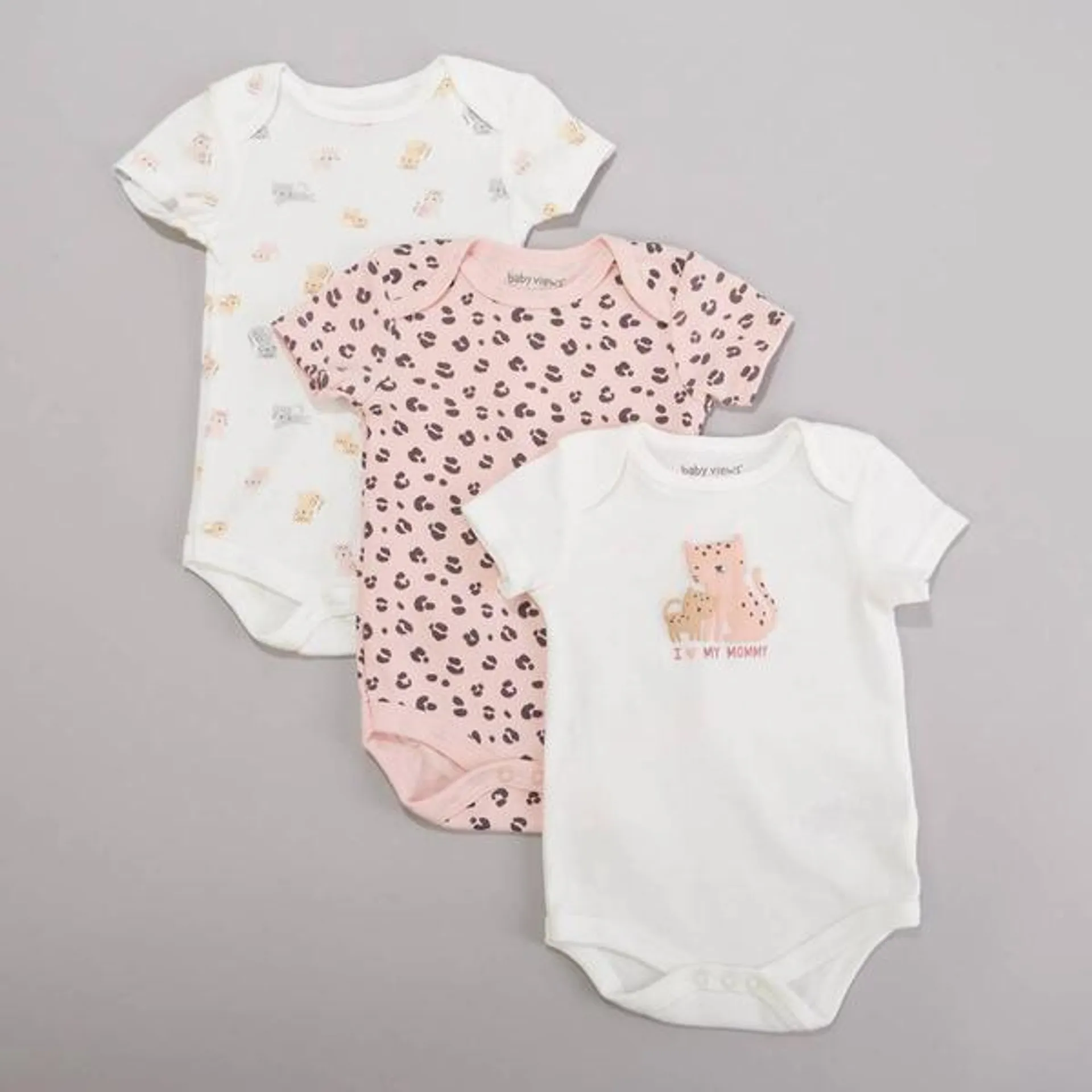 Baby Girl (NB-9M) baby views® 3pk. Love Mommy Cat Bodysuits