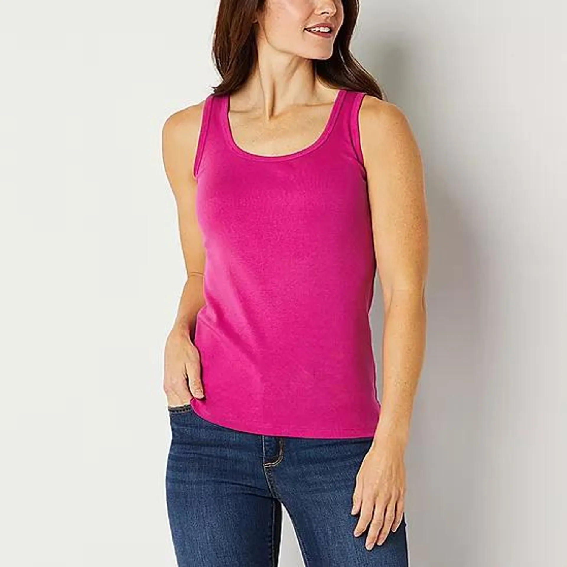 St. John's Bay Womens Scoop Neck Sleeveless Tank Top