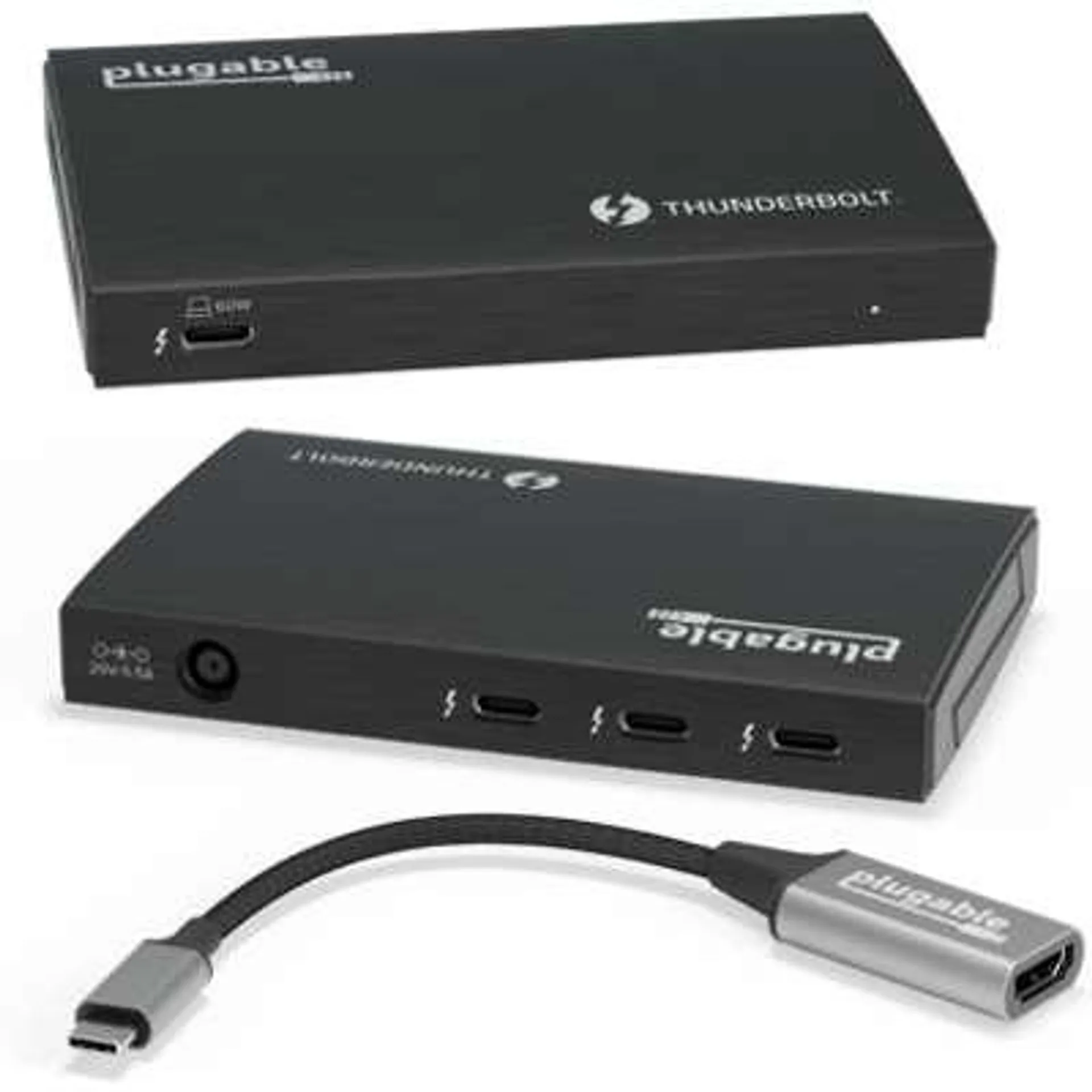 Plugable Technologies 4-Port Thunderbolt 4 Hub, 4 TBT4 / USB4 Ports, Single 8K / Dual 4K Displays, 60W