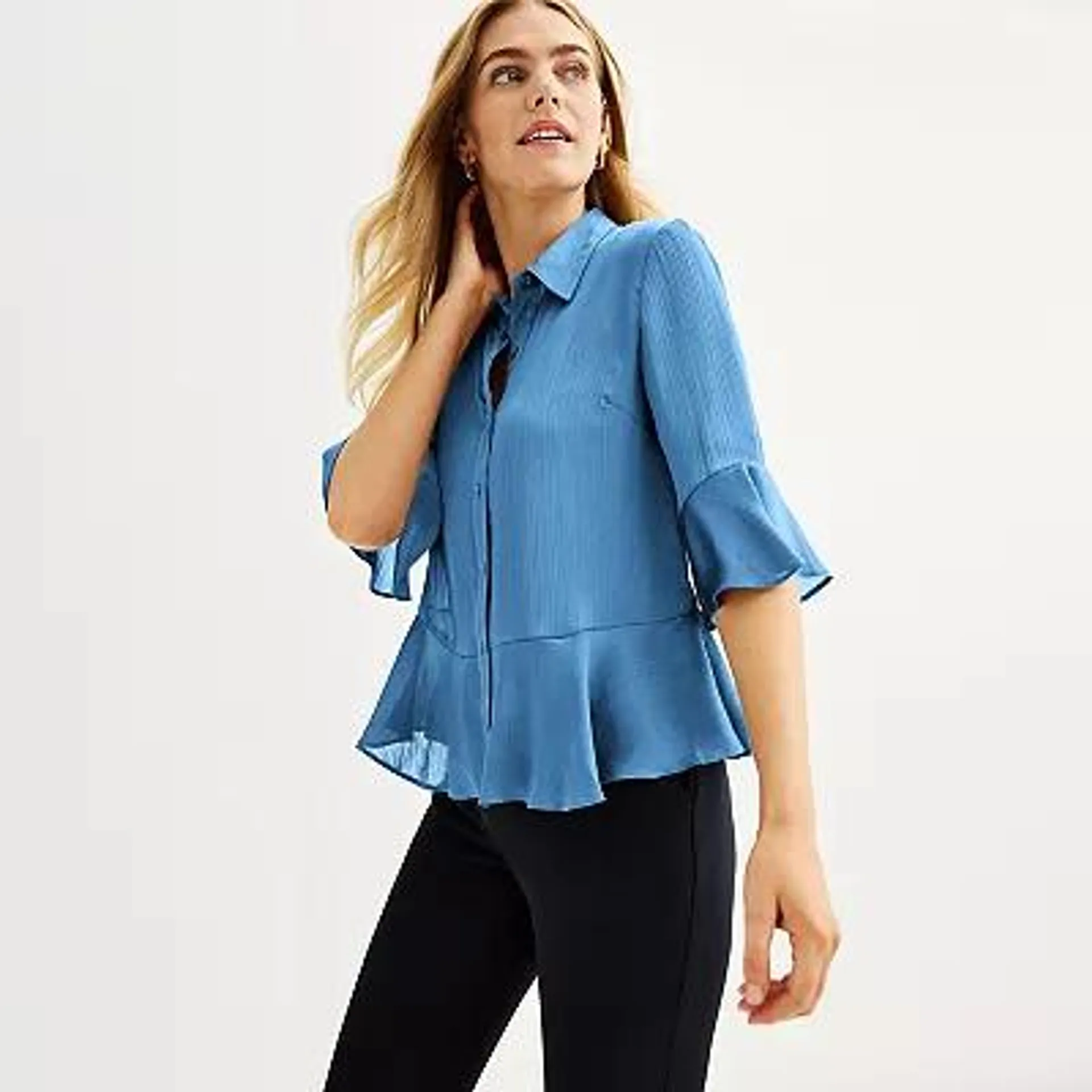 Women's Nine West Ruffle Hem Shirt