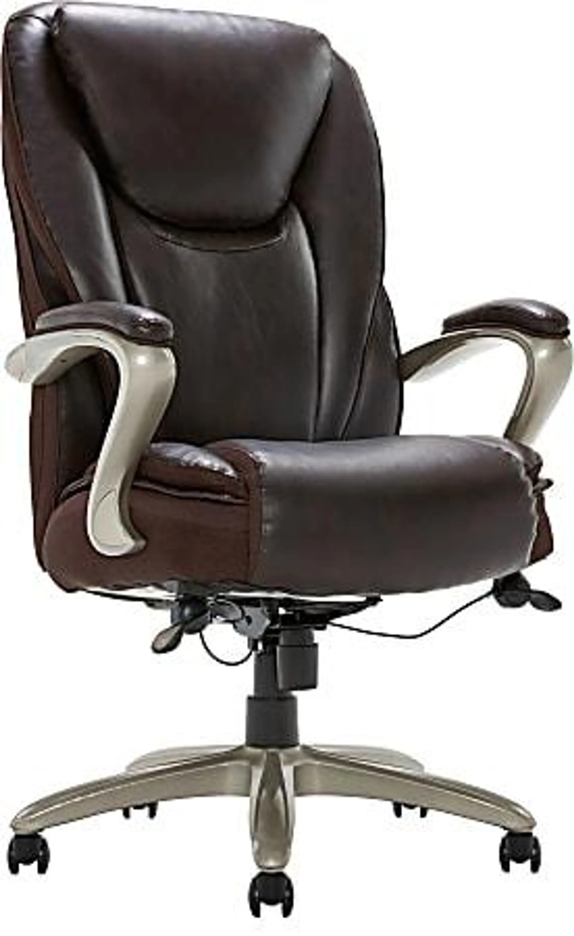 Serta® Smart Layers™ Hensley Big & Tall Ergonomic Bonded Leather High-Back Office Chair, Roasted Chestnut/Satin Nickel