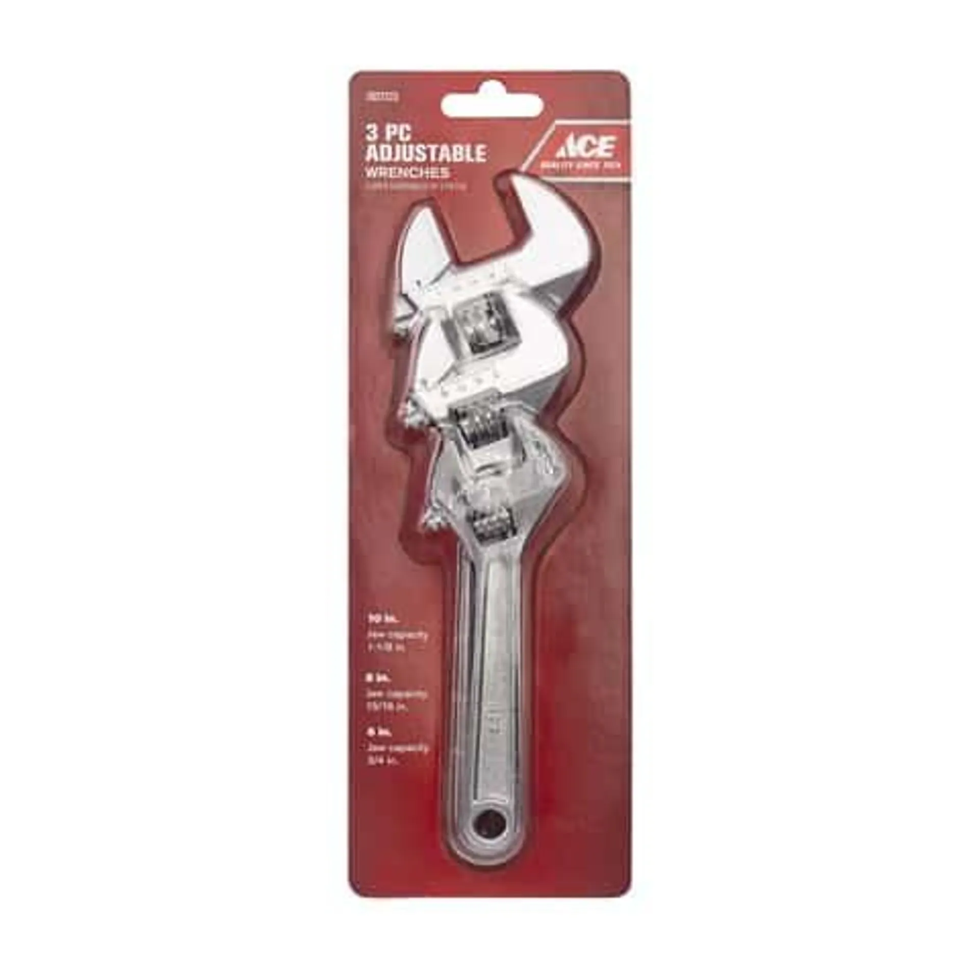 Ace Adjustable Wrench Set 3 pc