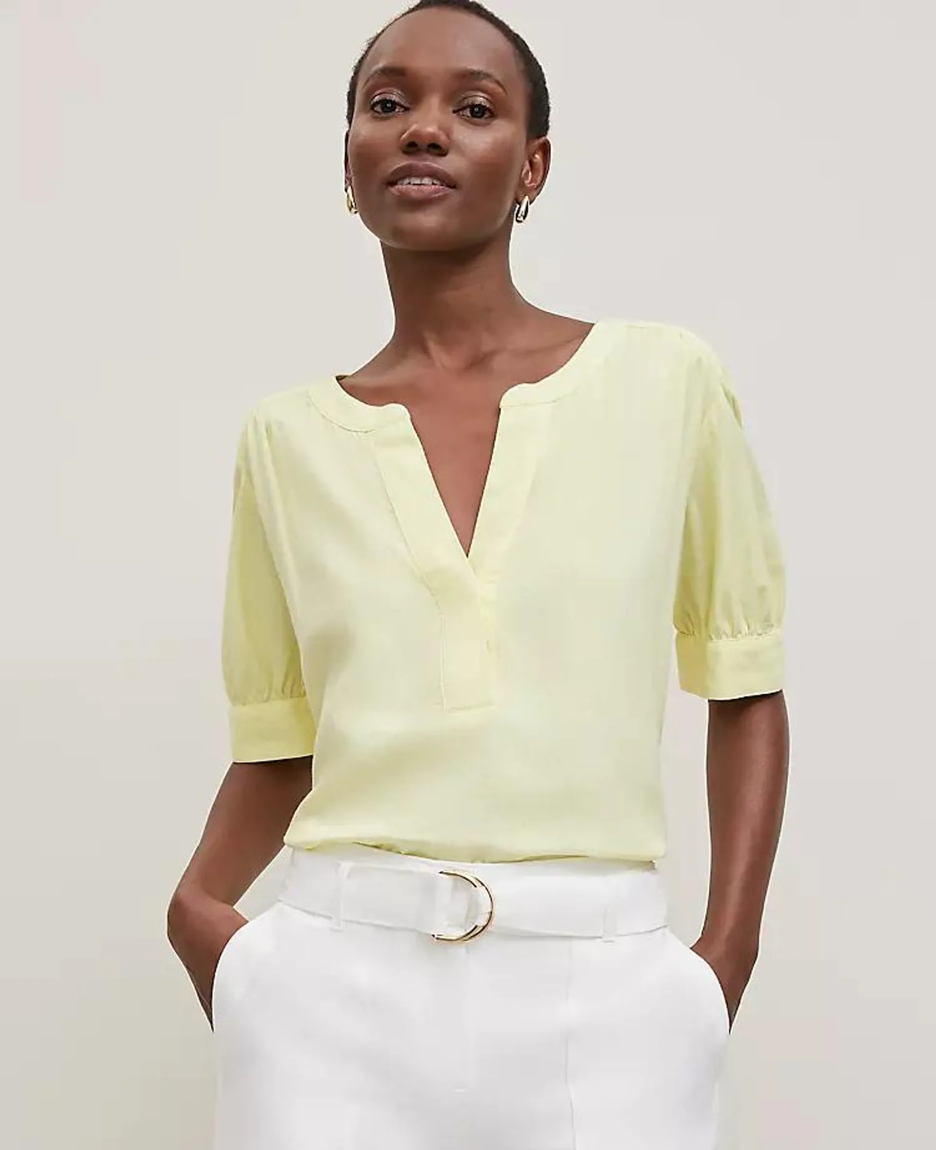 Half Sleeve Linen Popover