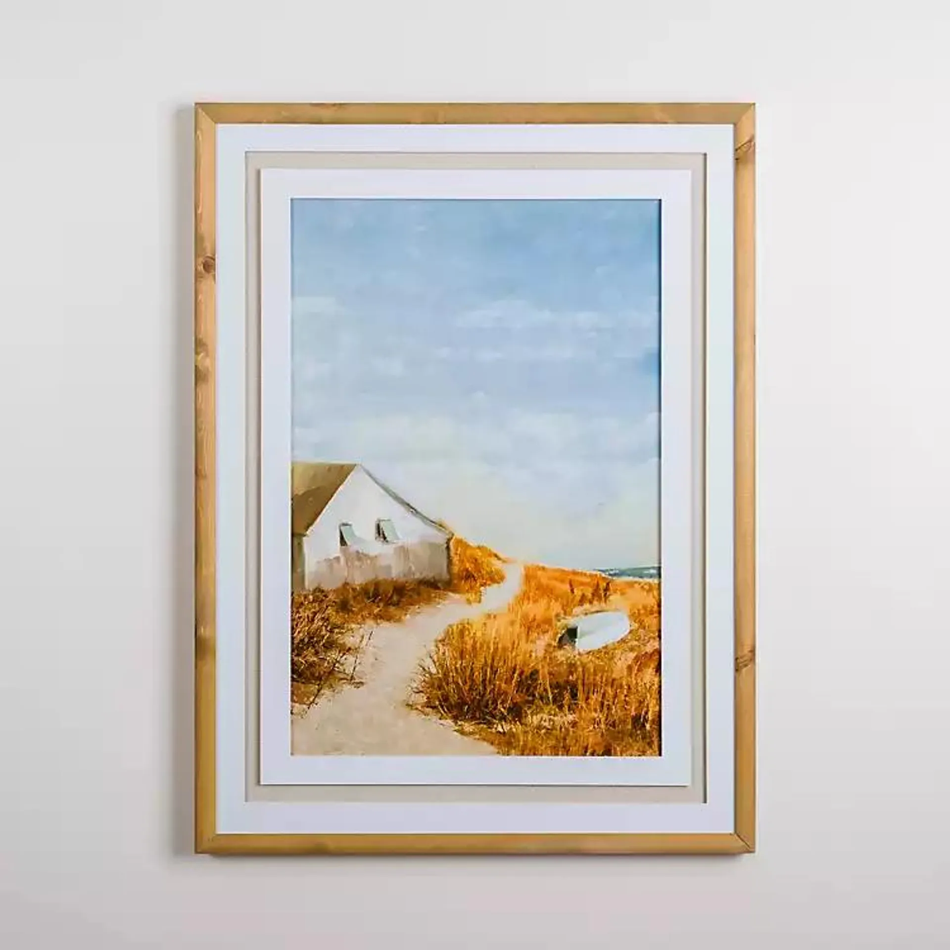 Beach House Landscape Framed Art Print