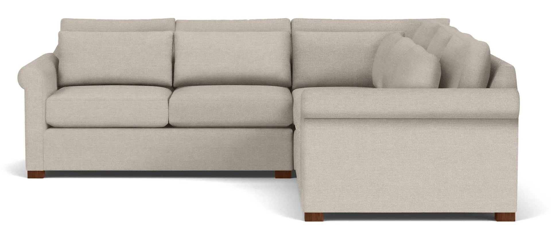 Tegan 102x102" Three-Piece Sectional in Gino Oatmeal with Walnut Legs
