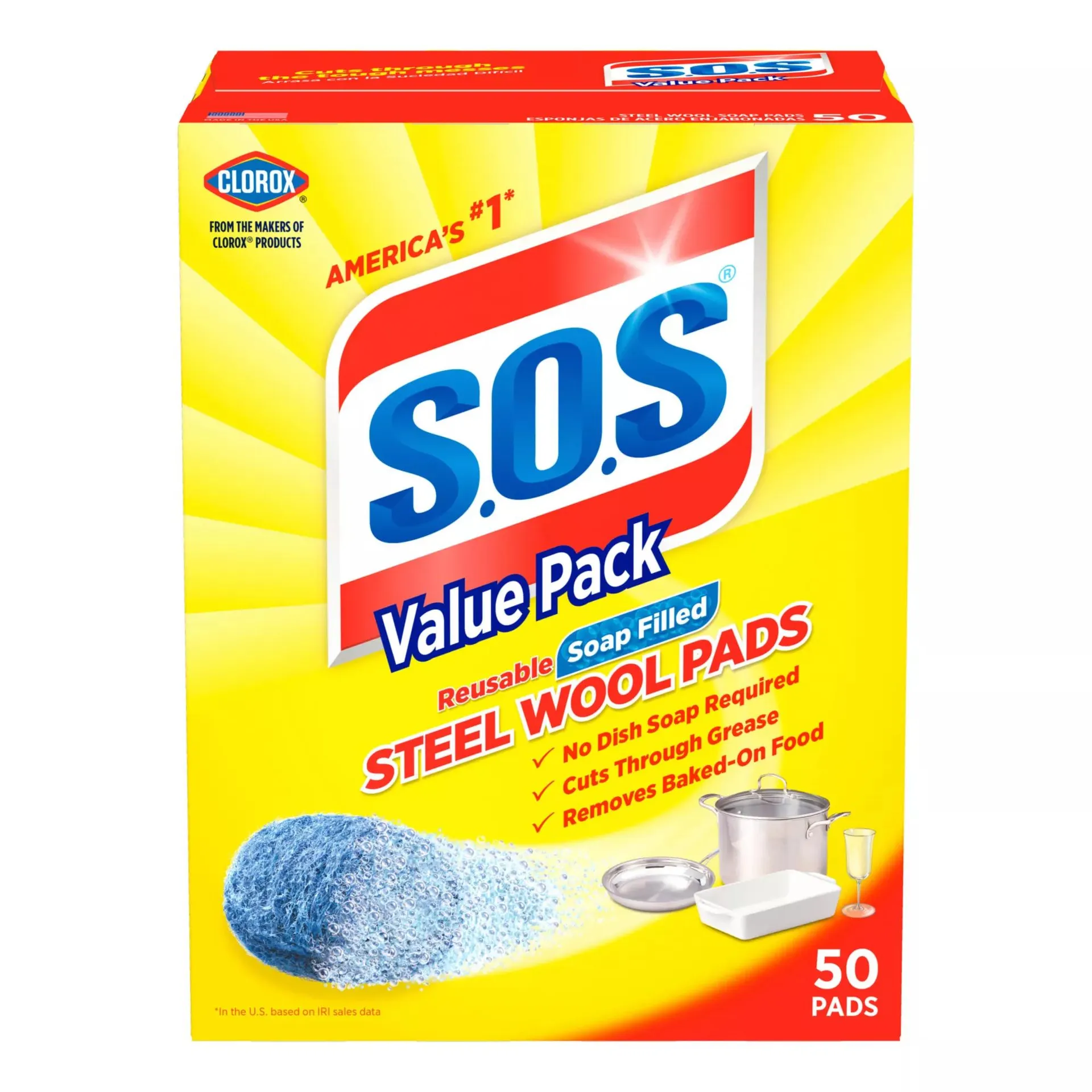 S.O.S. Steel Wool Soap Pads, 50 Ct