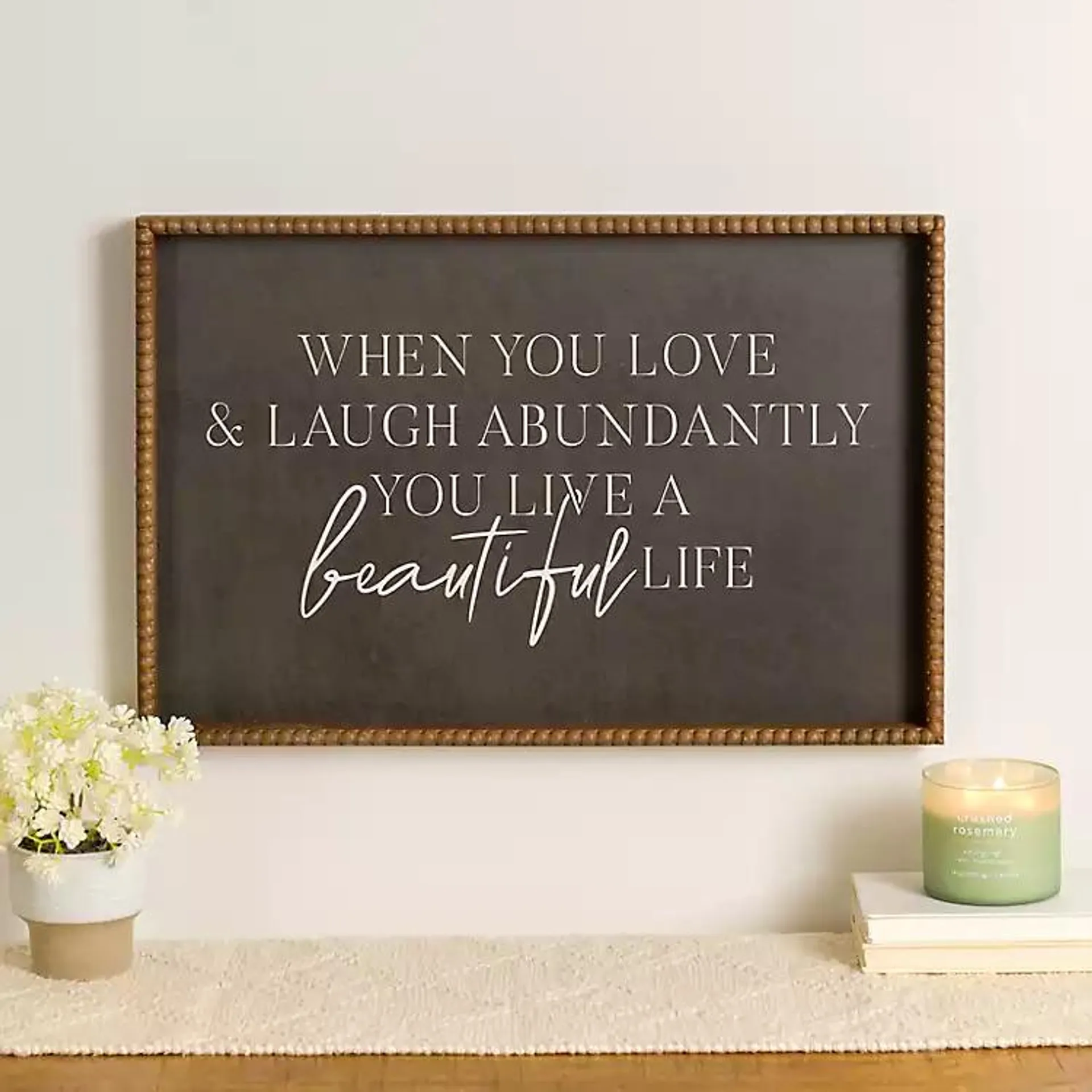 Beautiful Life Beaded Wood Wall Plaque