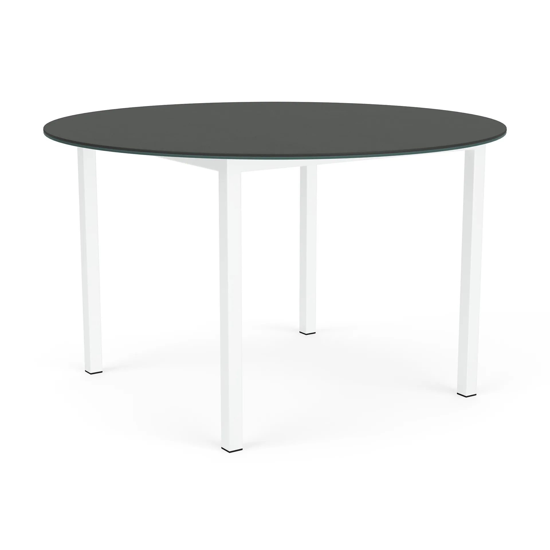 Parsons 48 diam Outdoor Table w/White Base & Dark Grey CeramicTop