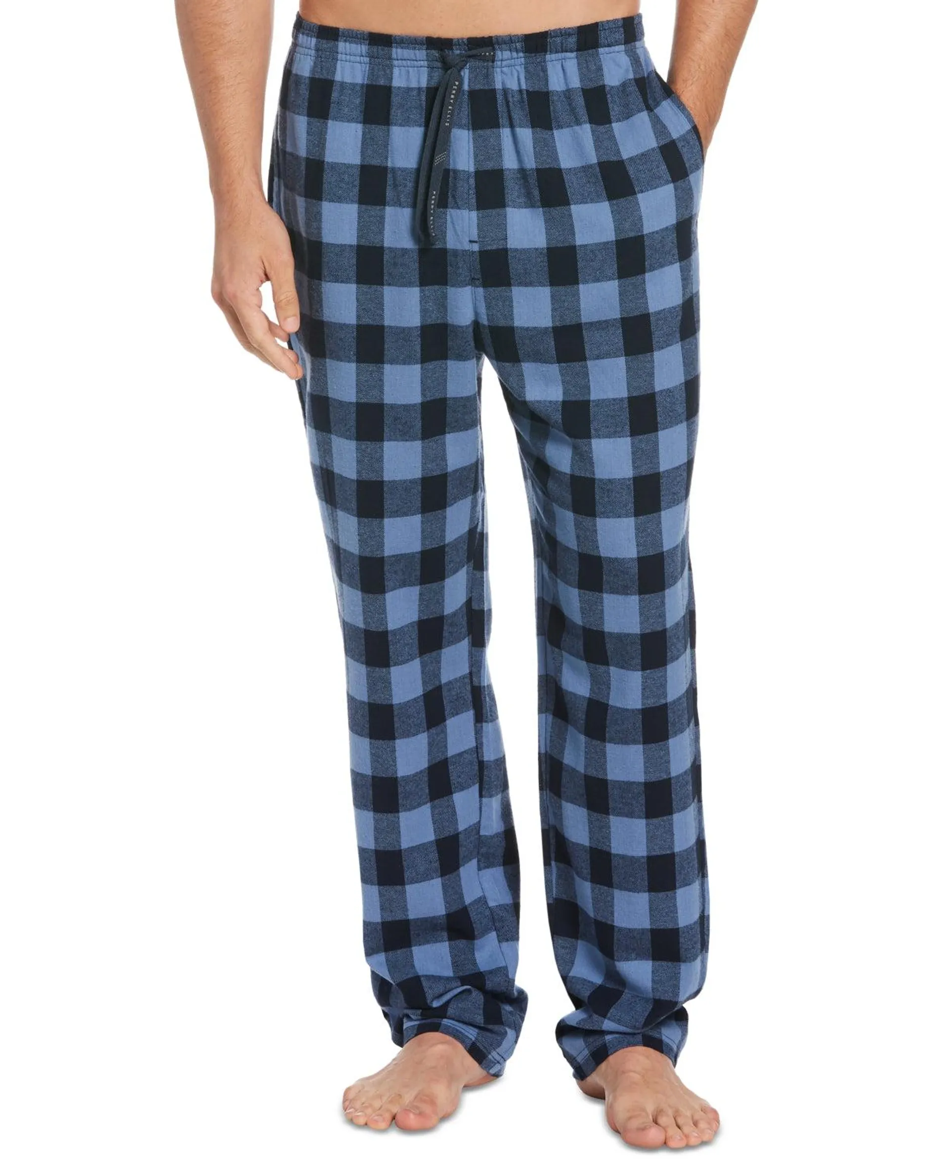Perry Ellis Men's Flannel Pajama Pants Blue Size Medium