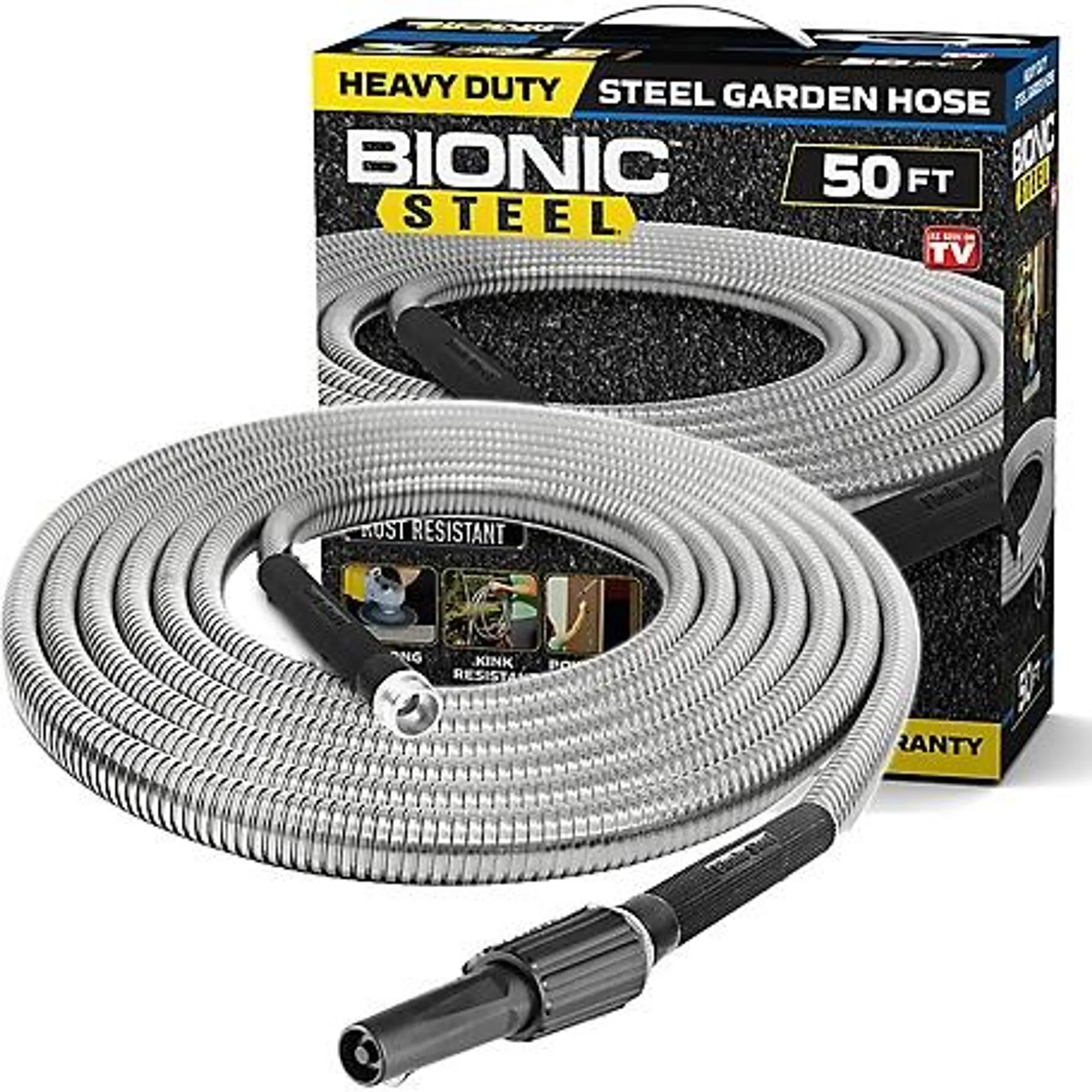 Bionic Steel 5/8 in. x 50 ft. Lightweight Kink-Free Stainless Steel Garden Hose