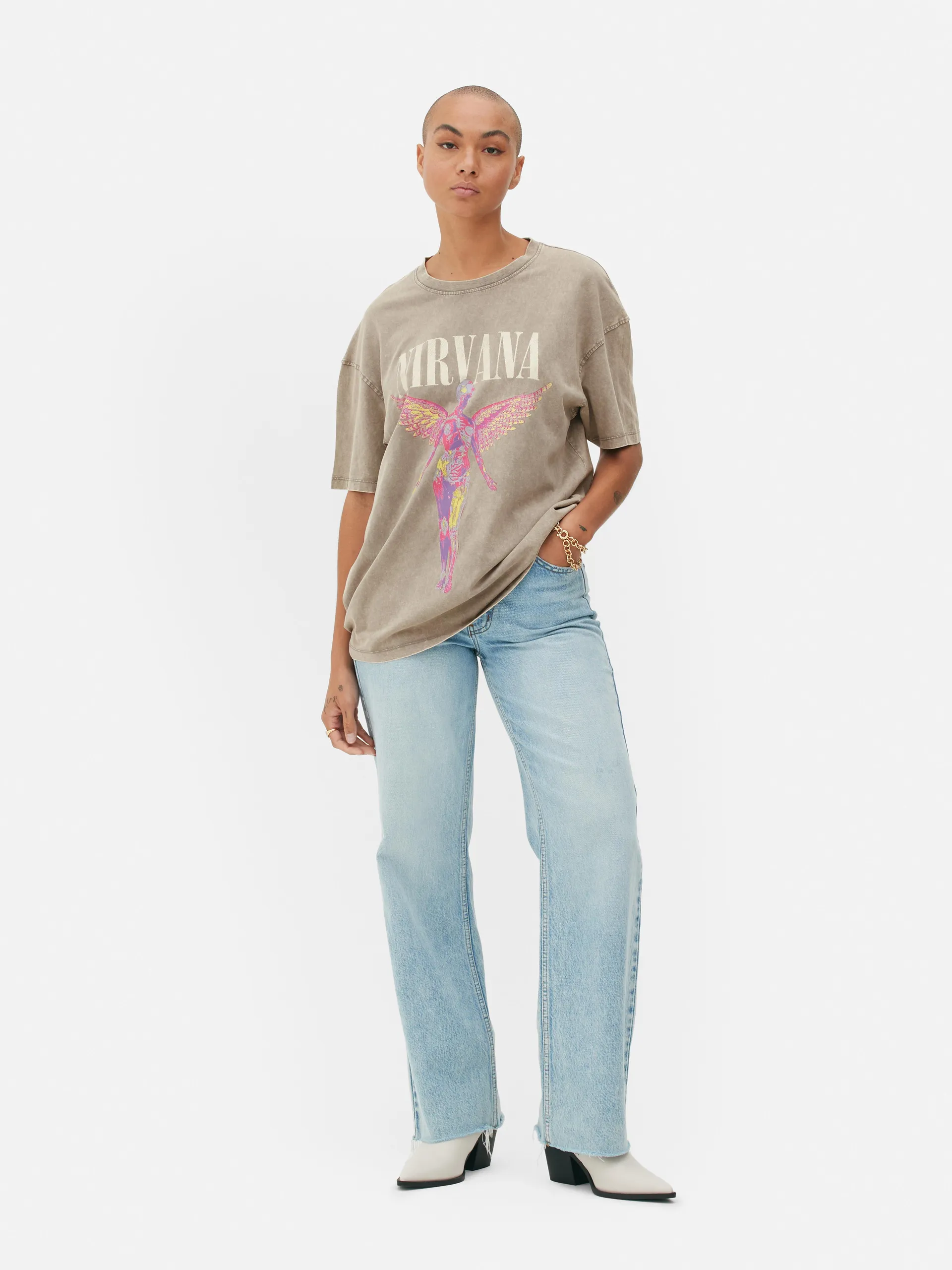 T-shirt oversize con grafica Nirvana