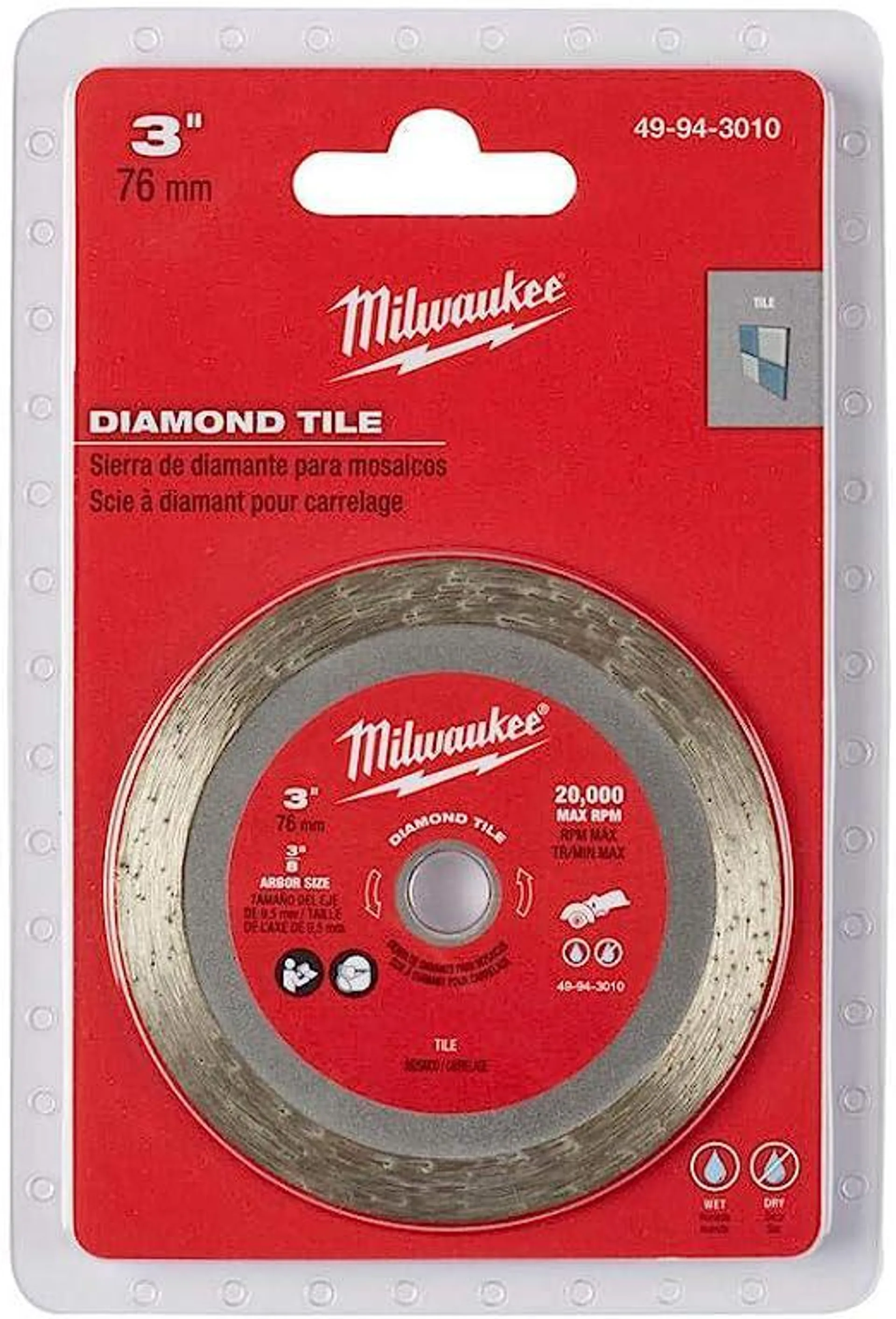 Milwaukee 49-94-3010 3 Inch Diamond Tile Blade