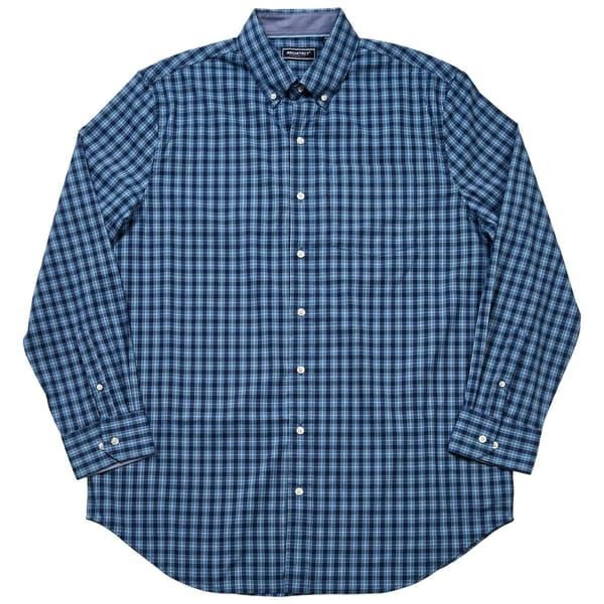 Mens Big & Tall Architect® Plaid Button Down Shirt - Navy Blue