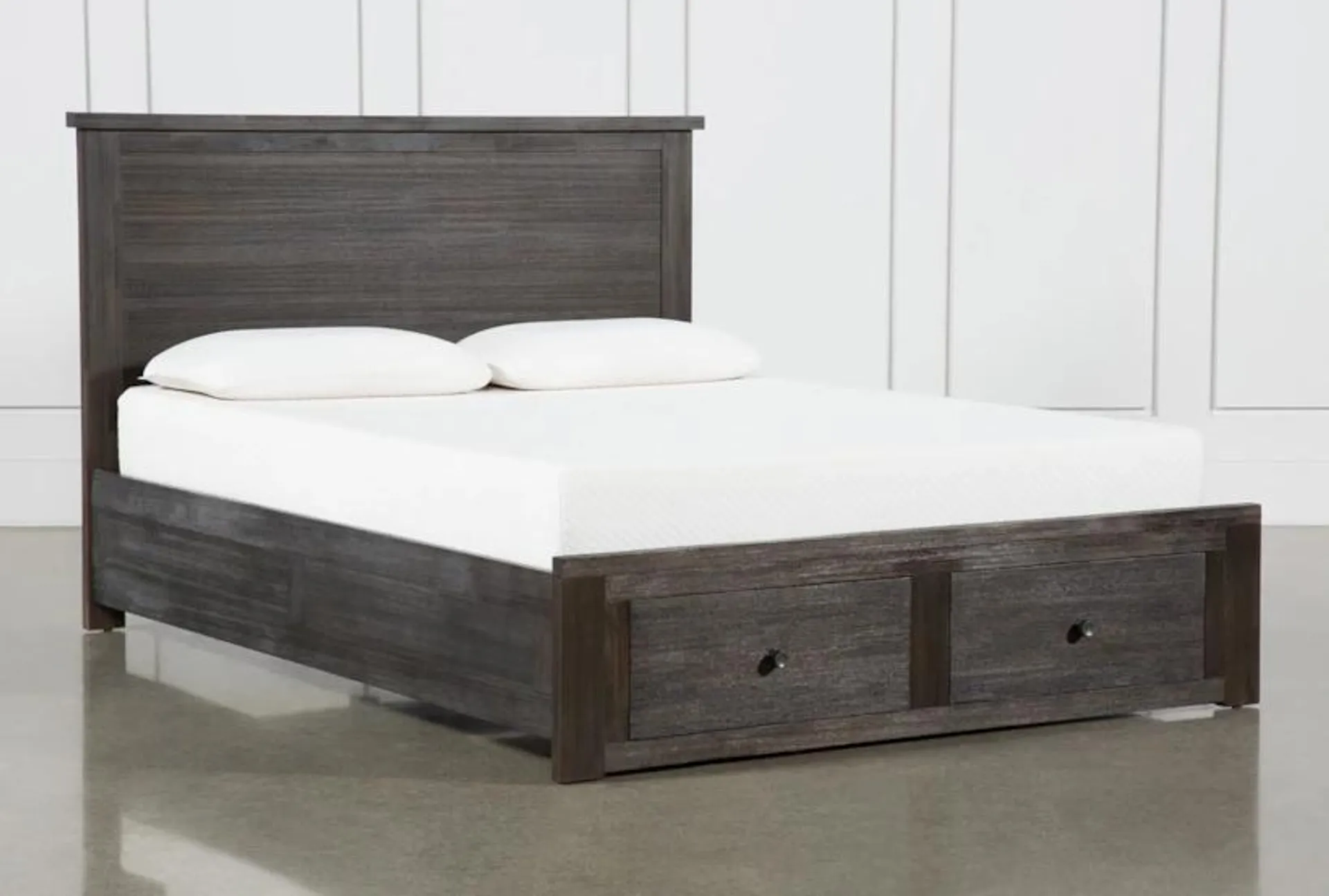 Larkin Espresso Queen Wood Panel Bed With Wood Storage