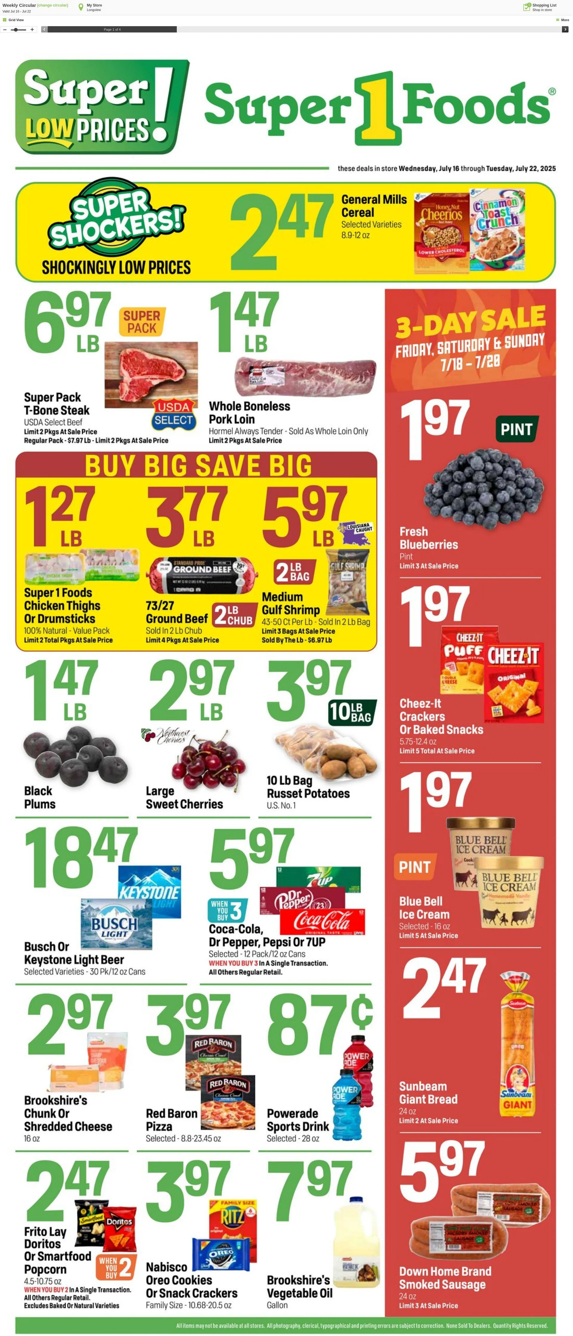 Weekly ad Super1Foods from July 16 to July 22 2025 - Page 1