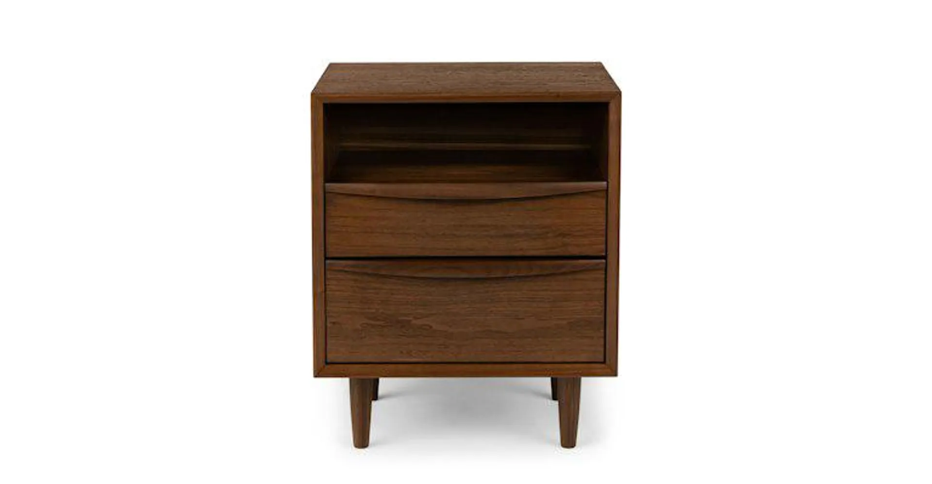 Lenia Walnut 2-Drawer Nightstand