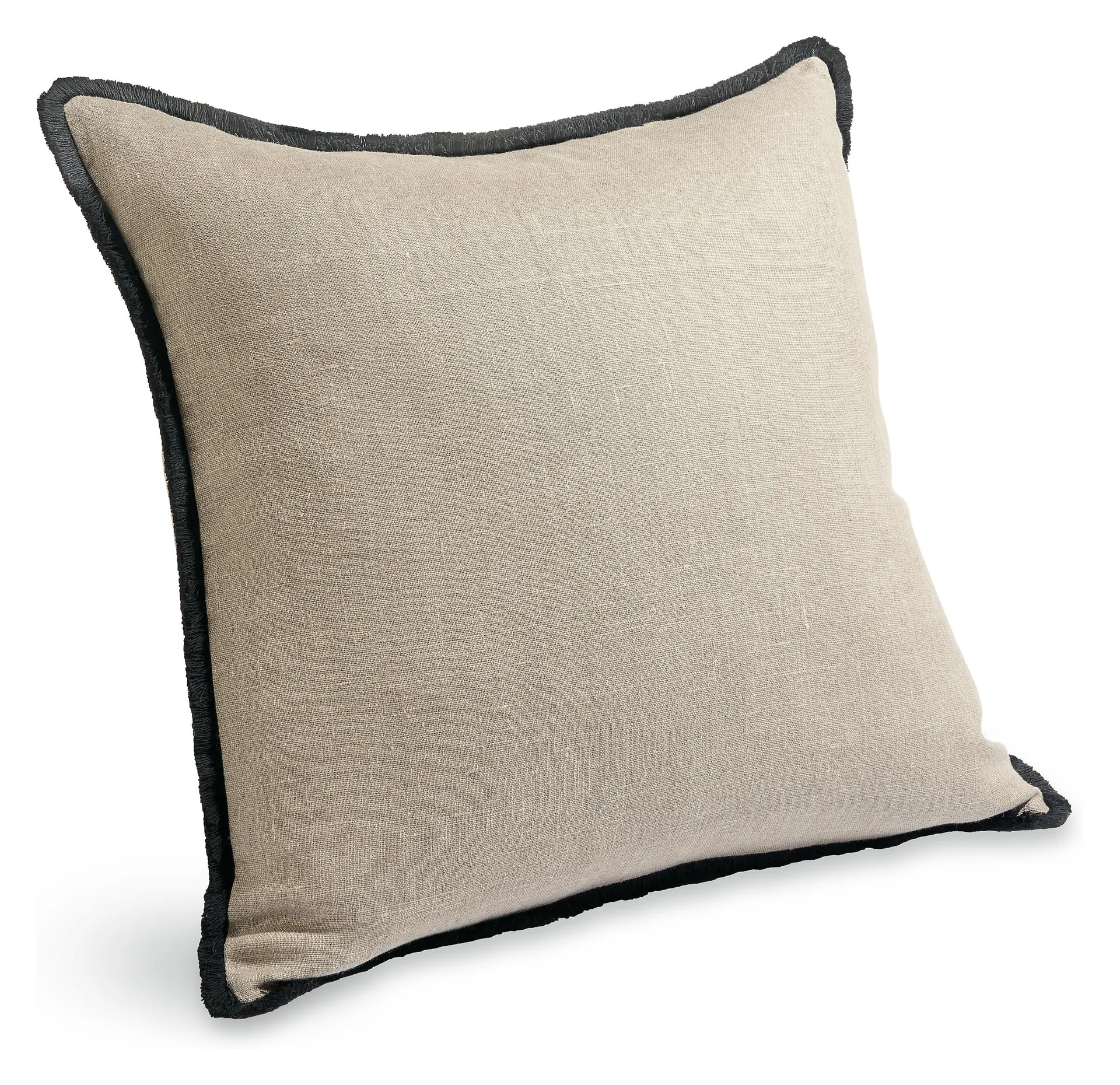 Marling 20w 20h Throw Pillow in Natural with Black Fringe