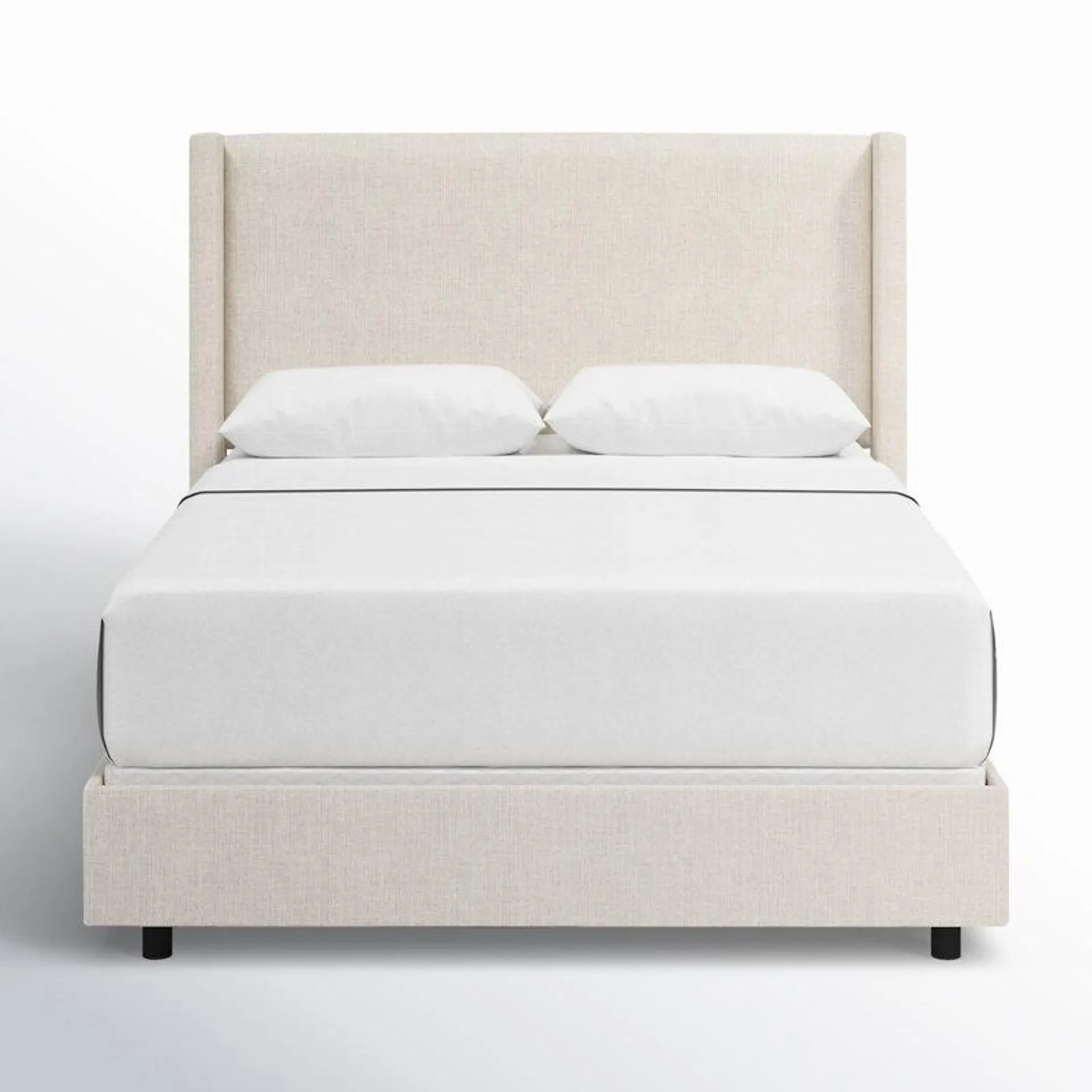 King Classic Talc Linen Hanson Upholstered Wingback Bed