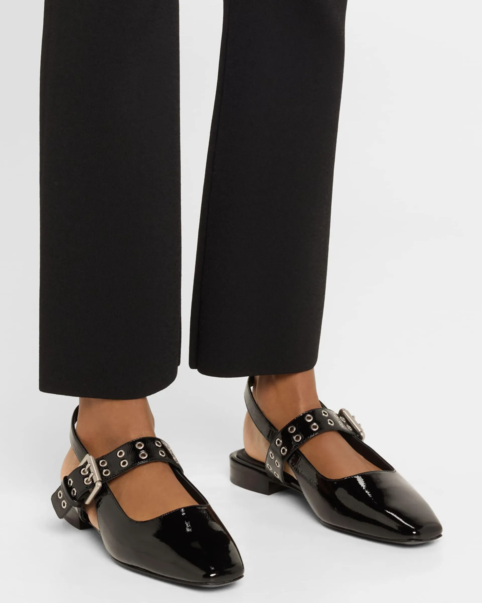 Astra Houndstooth Buckle Slingback Ballerina Flats