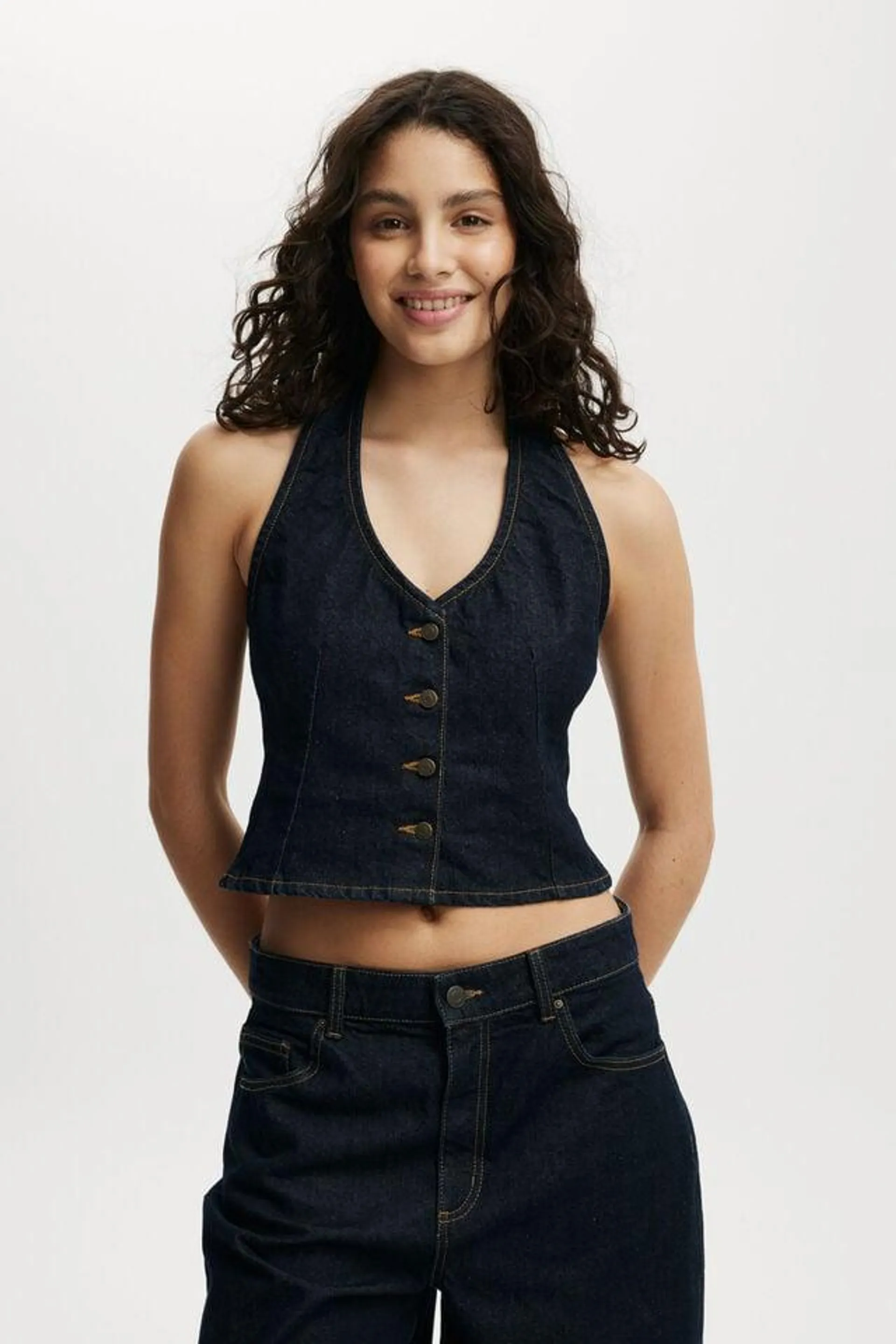 Harley Denim Halter Vest